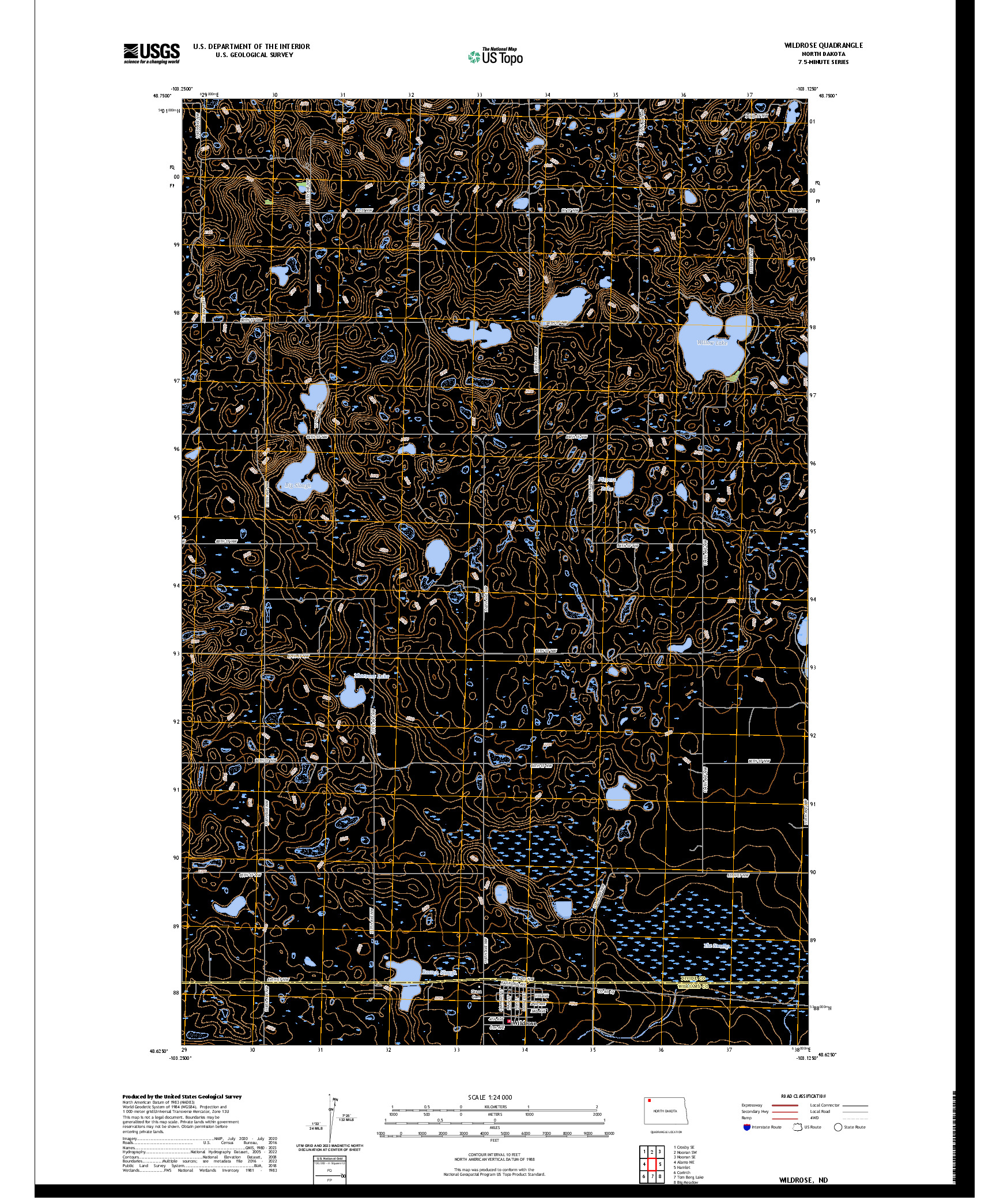 US TOPO 7.5-MINUTE MAP FOR WILDROSE, ND