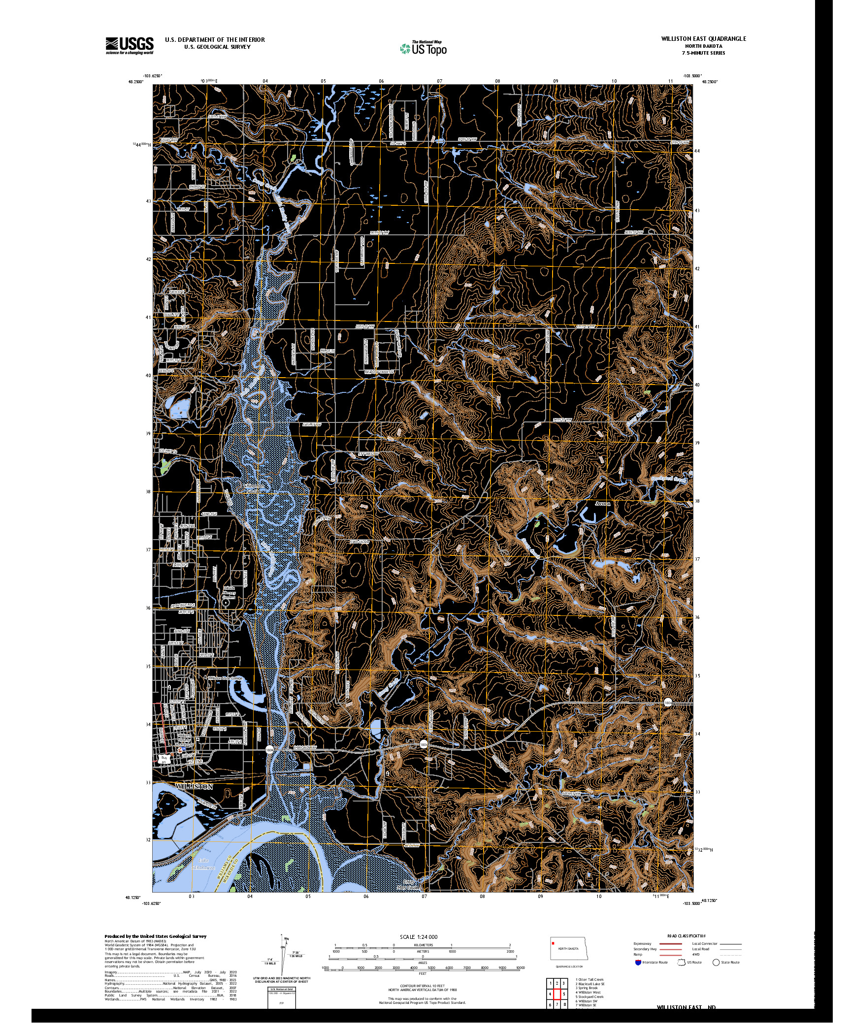 US TOPO 7.5-MINUTE MAP FOR WILLISTON EAST, ND