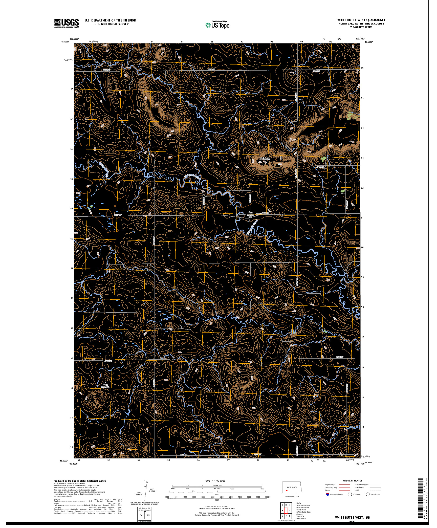 US TOPO 7.5-MINUTE MAP FOR WHITE BUTTE WEST, ND