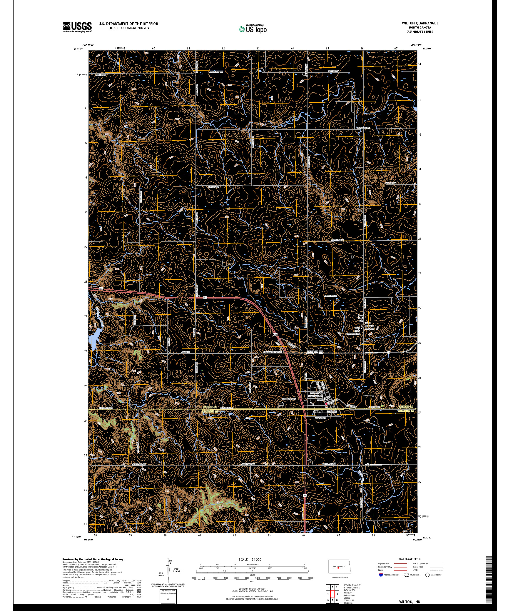 US TOPO 7.5-MINUTE MAP FOR WILTON, ND
