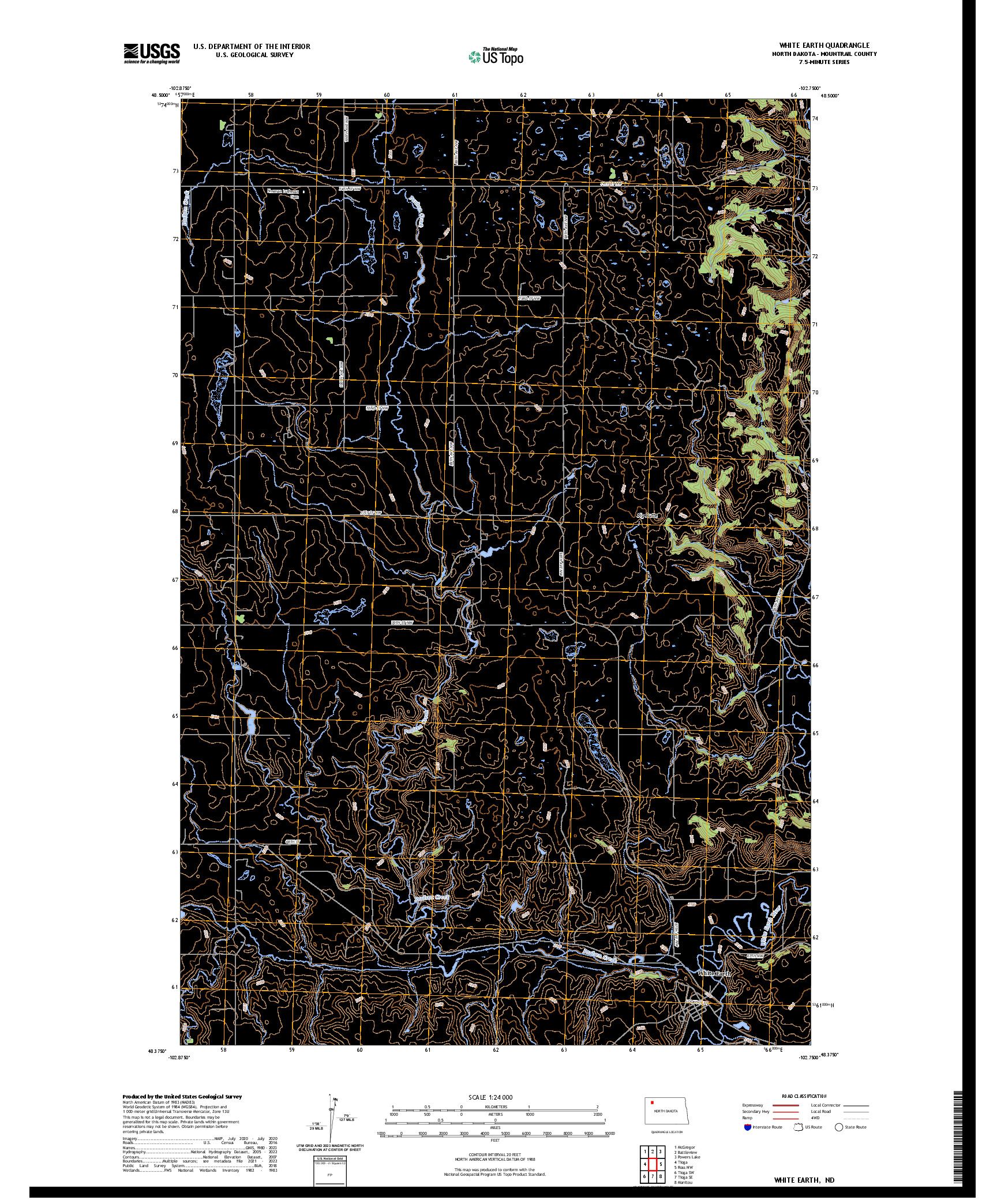 US TOPO 7.5-MINUTE MAP FOR WHITE EARTH, ND