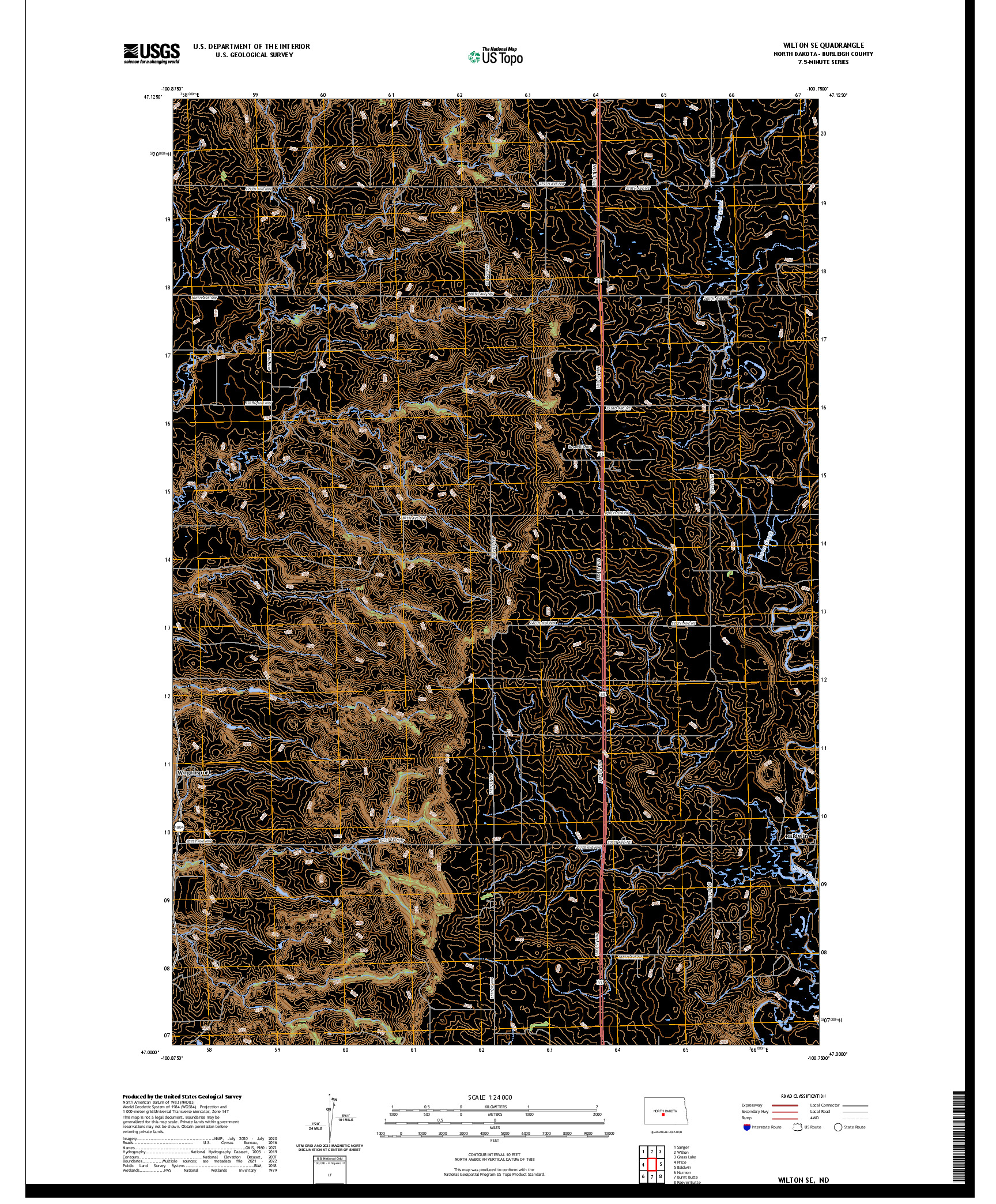 US TOPO 7.5-MINUTE MAP FOR WILTON SE, ND