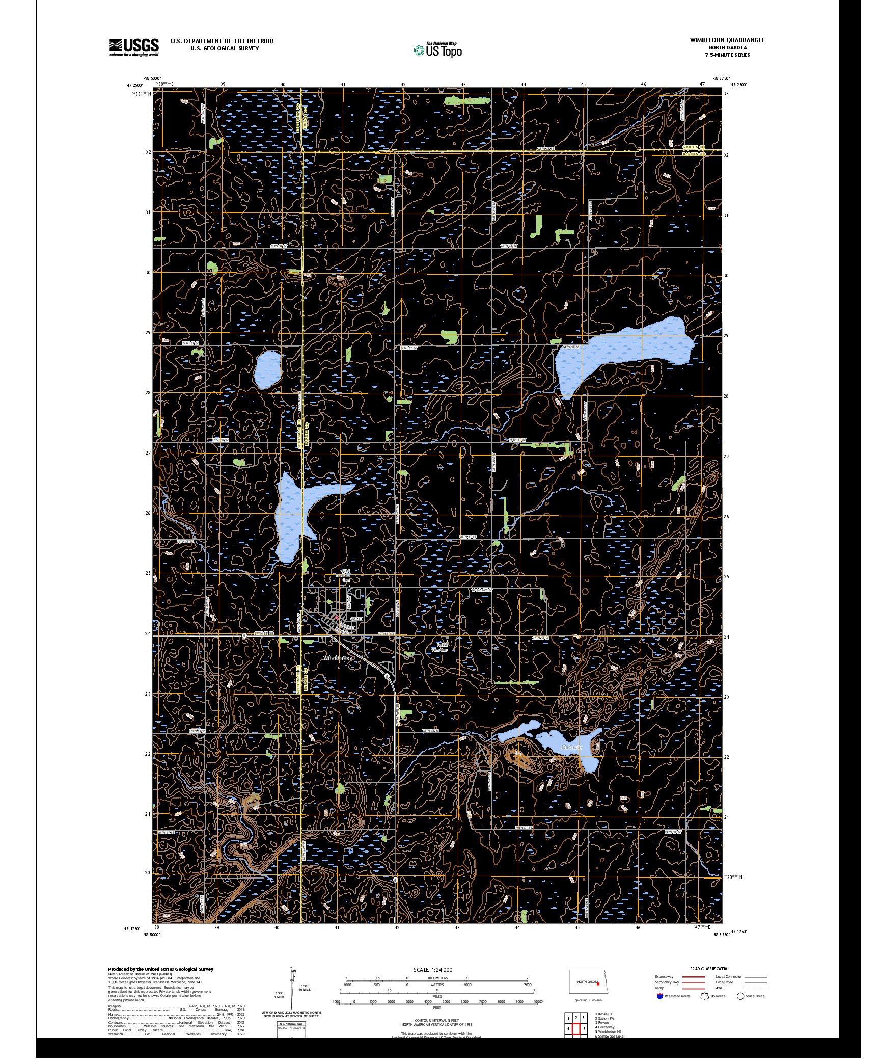 US TOPO 7.5-MINUTE MAP FOR WIMBLEDON, ND
