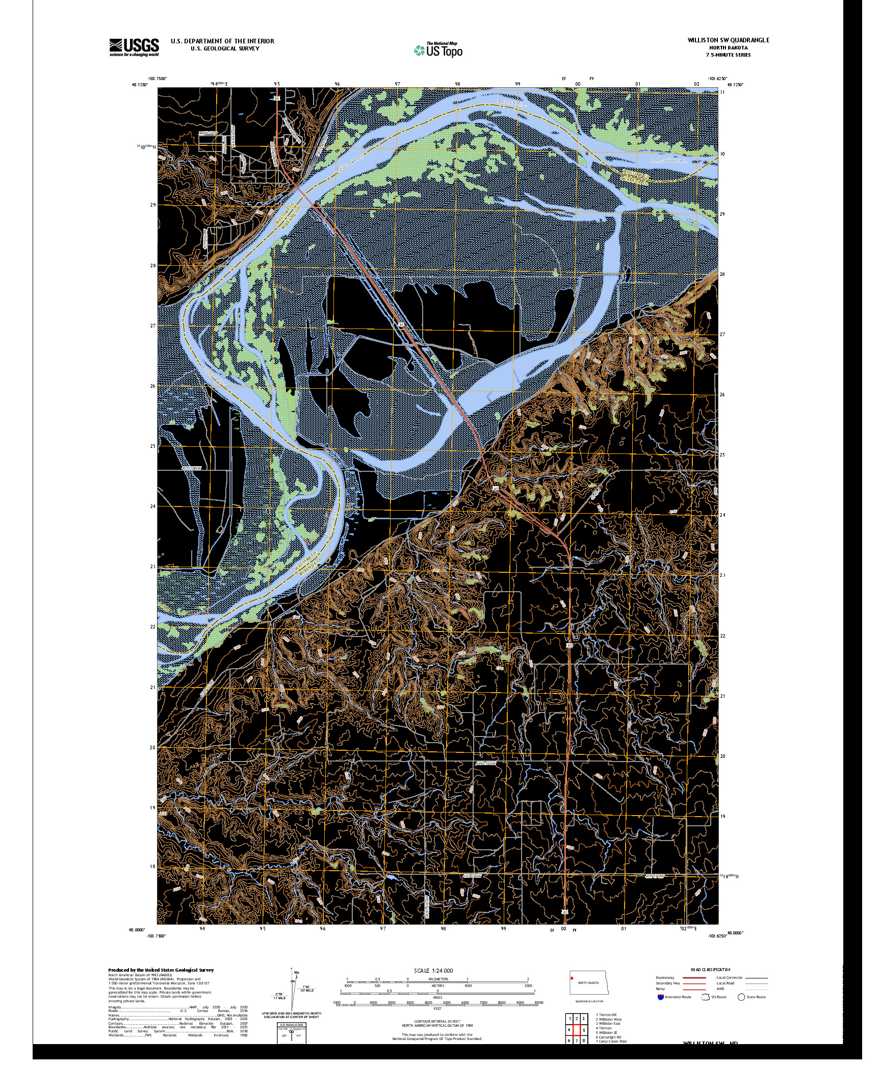 US TOPO 7.5-MINUTE MAP FOR WILLISTON SW, ND