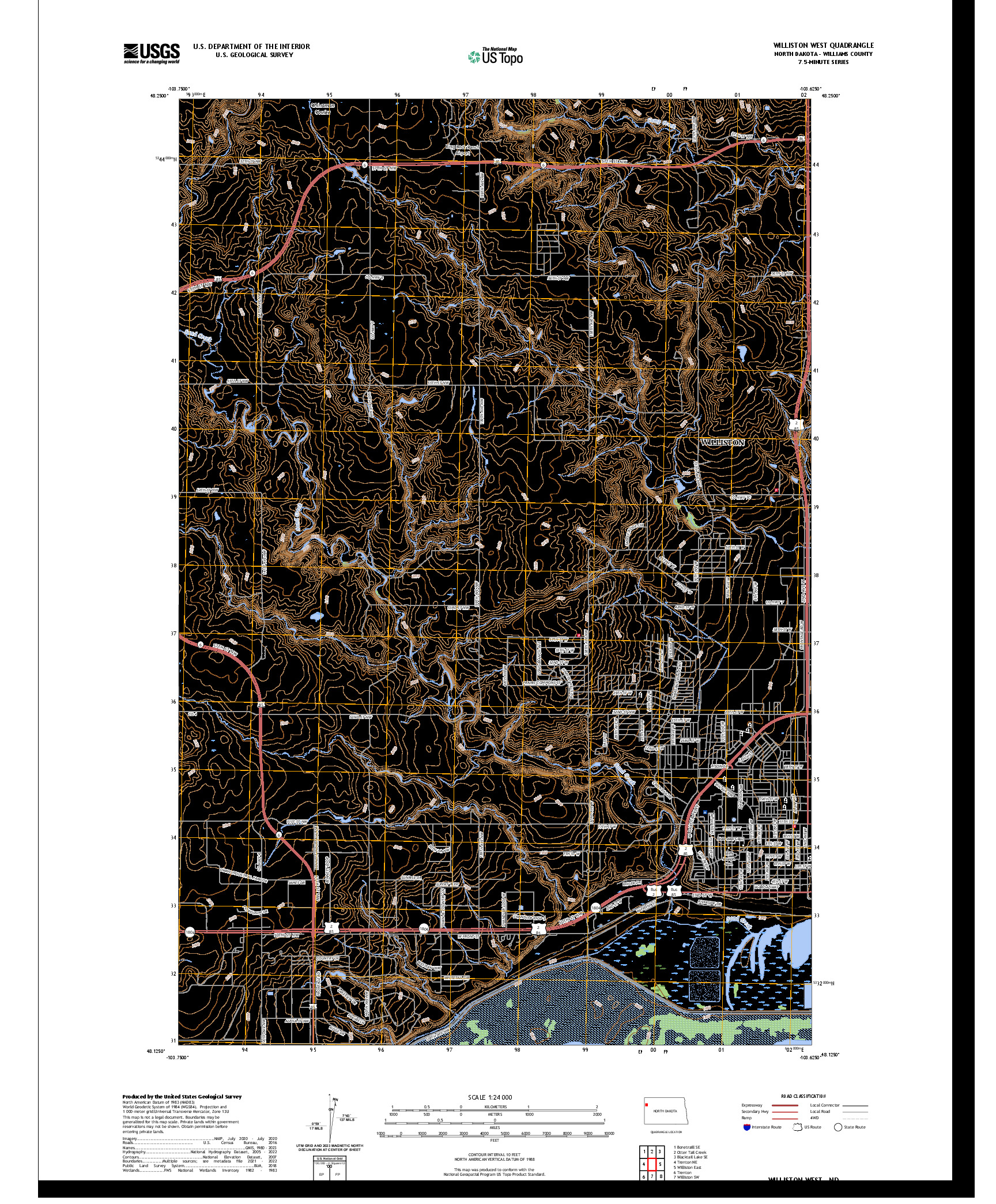 US TOPO 7.5-MINUTE MAP FOR WILLISTON WEST, ND