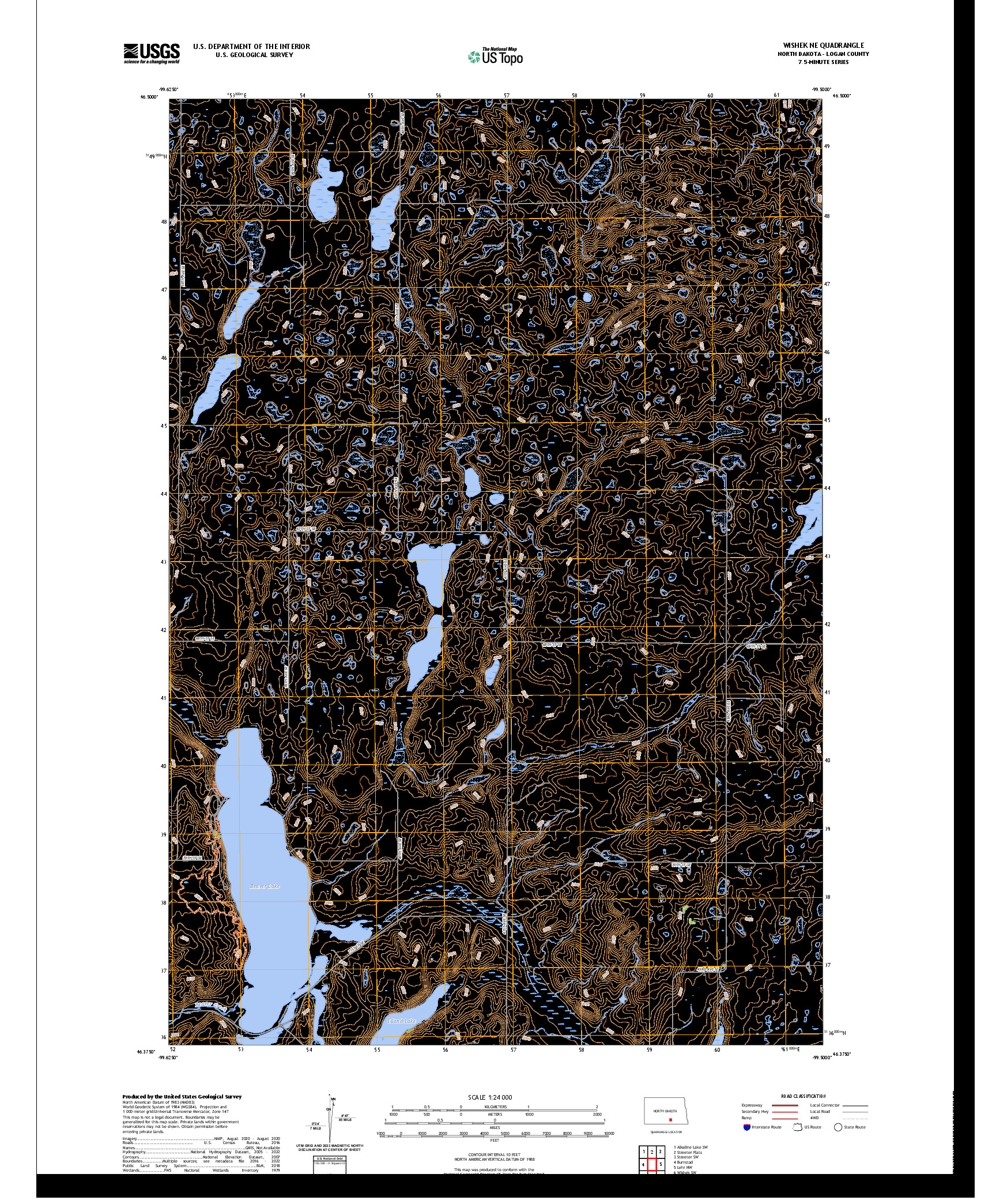 US TOPO 7.5-MINUTE MAP FOR WISHEK NE, ND