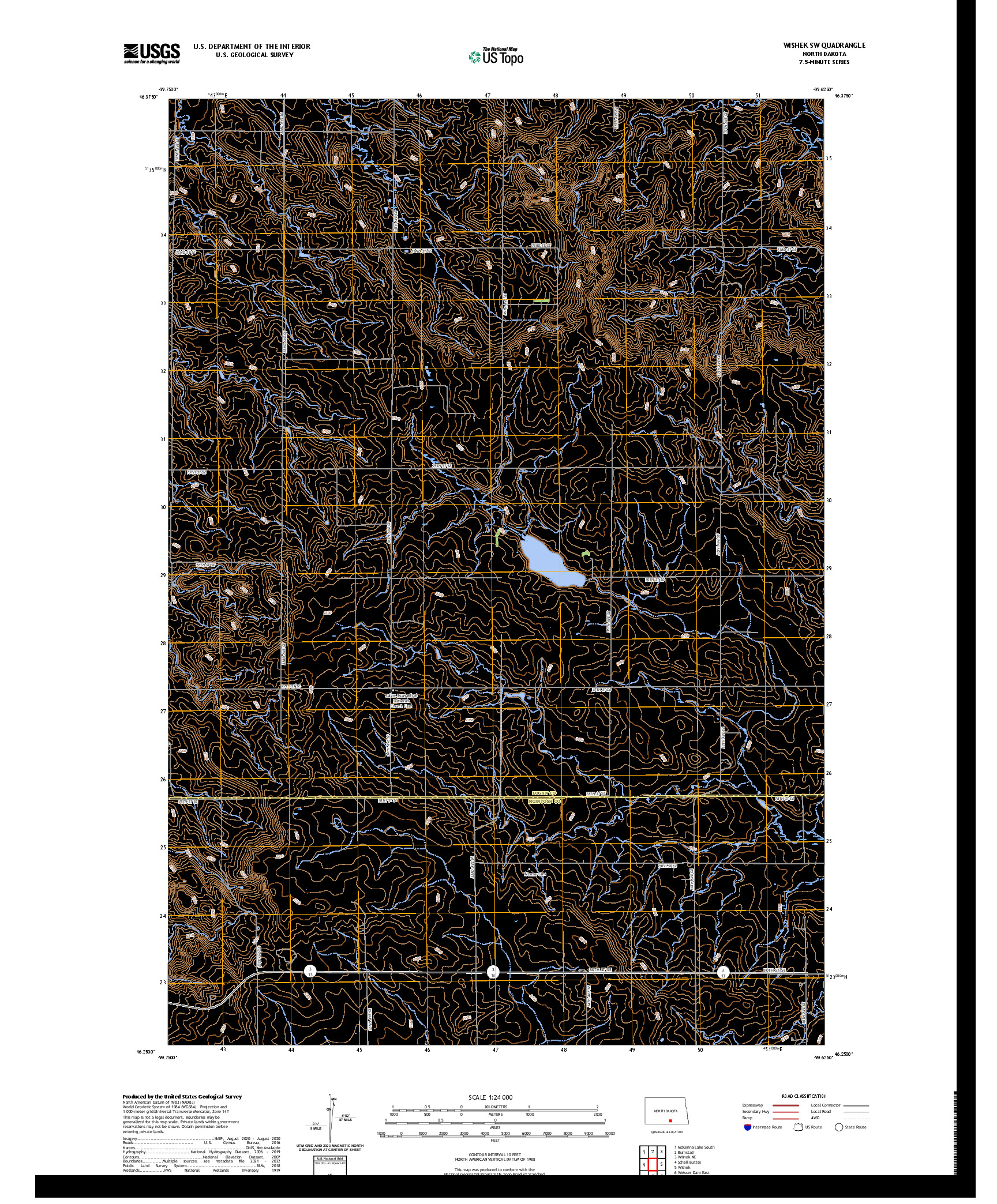 US TOPO 7.5-MINUTE MAP FOR WISHEK SW, ND