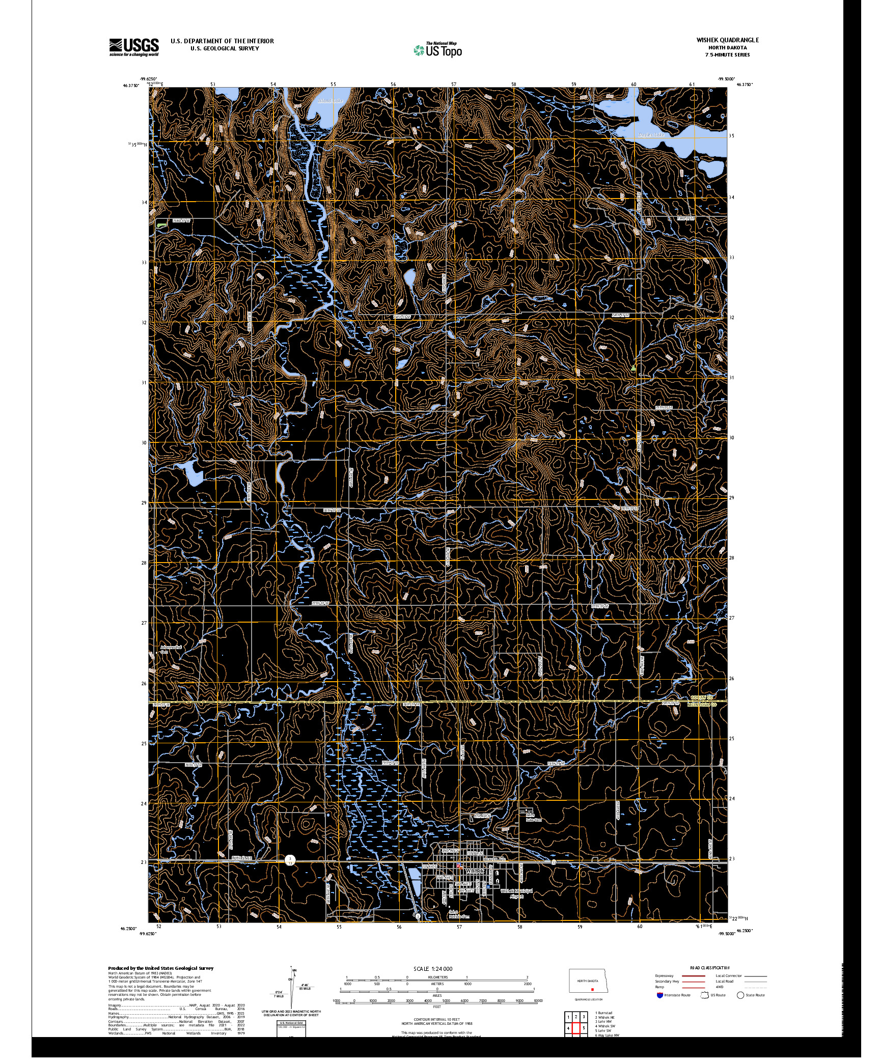 US TOPO 7.5-MINUTE MAP FOR WISHEK, ND