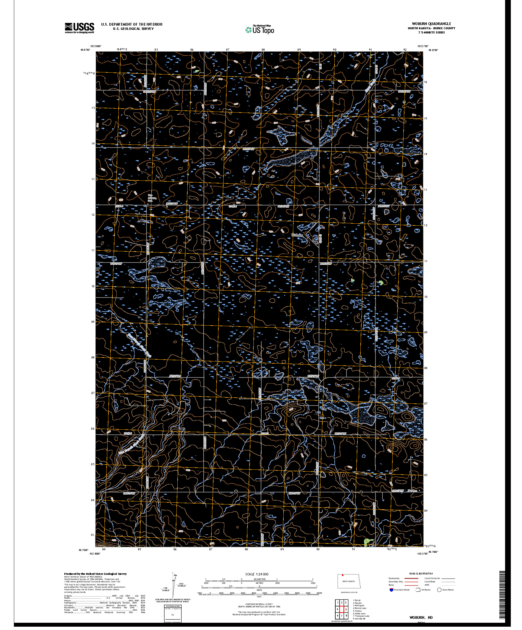 US TOPO 7.5-MINUTE MAP FOR WOBURN, ND