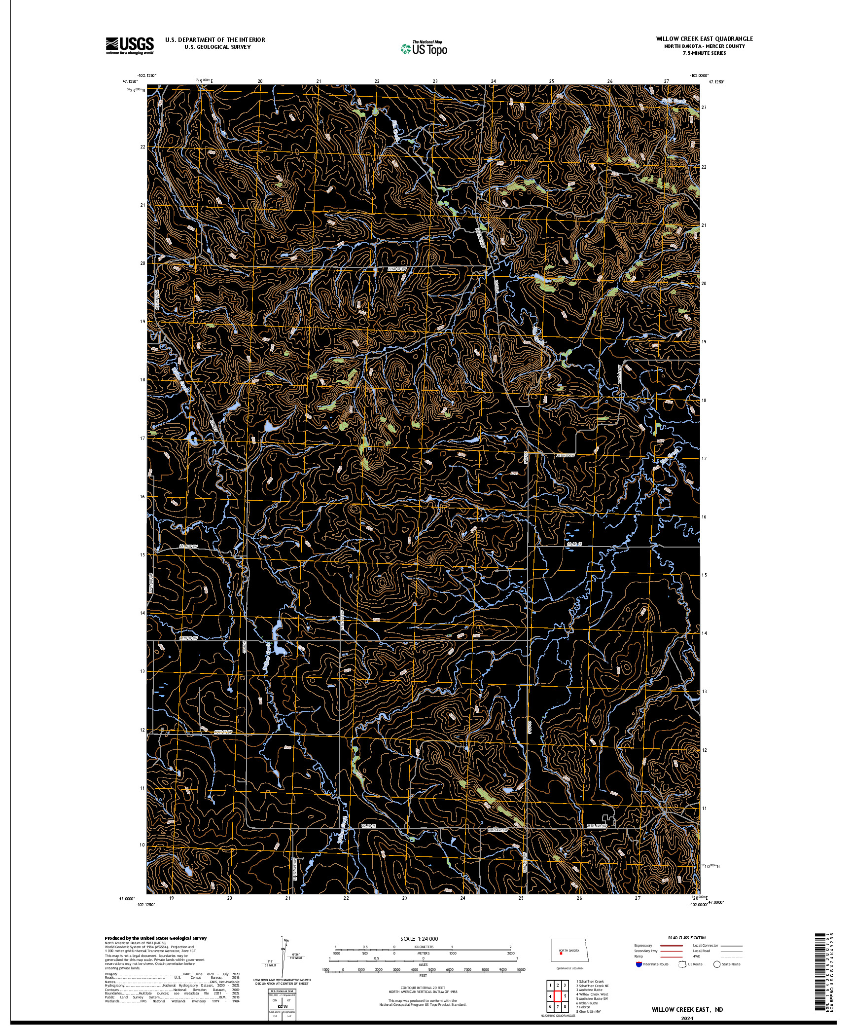 US TOPO 7.5-MINUTE MAP FOR WILLOW CREEK EAST, ND