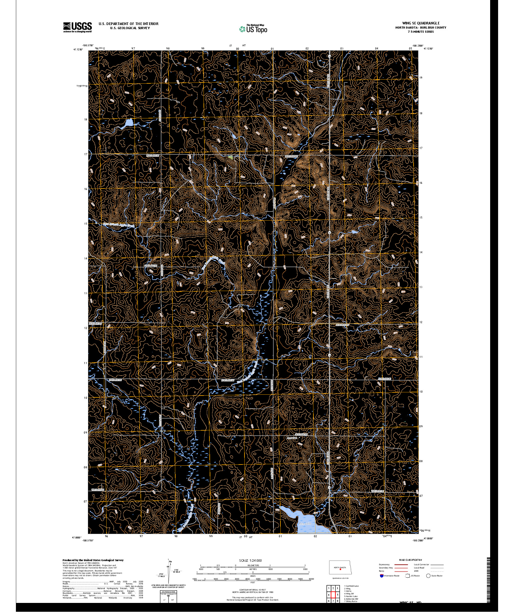 US TOPO 7.5-MINUTE MAP FOR WING SE, ND