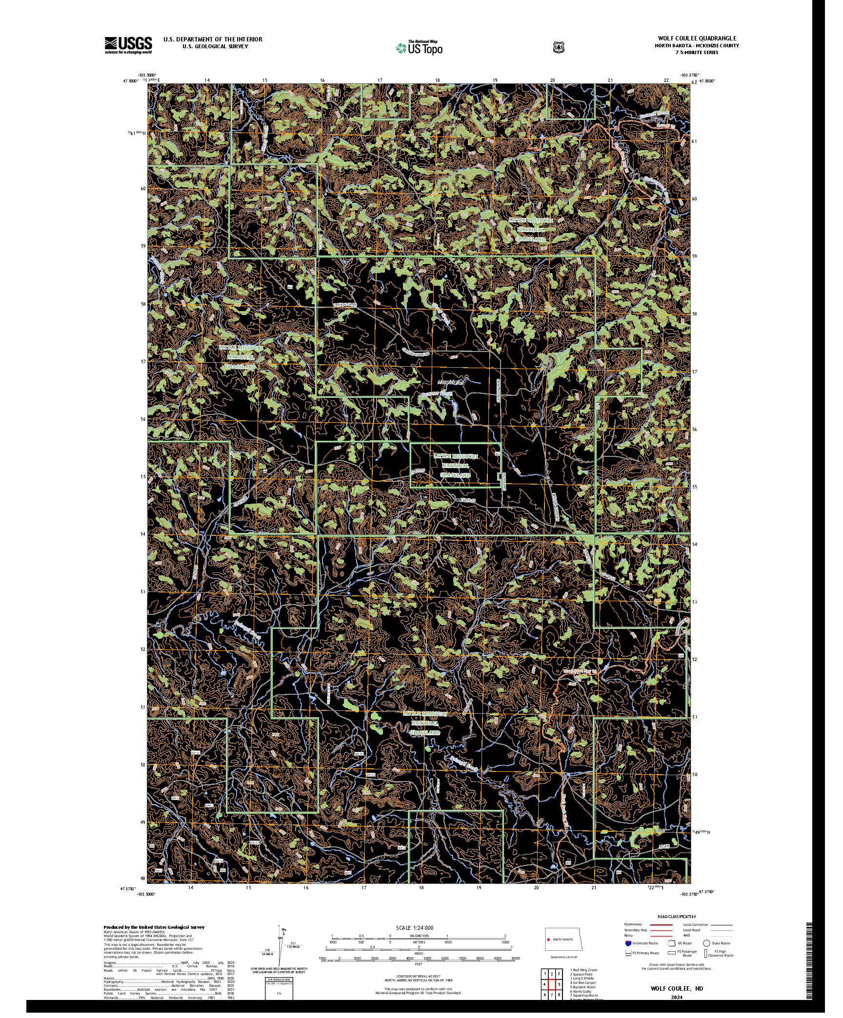 US TOPO 7.5-MINUTE MAP FOR WOLF COULEE, ND