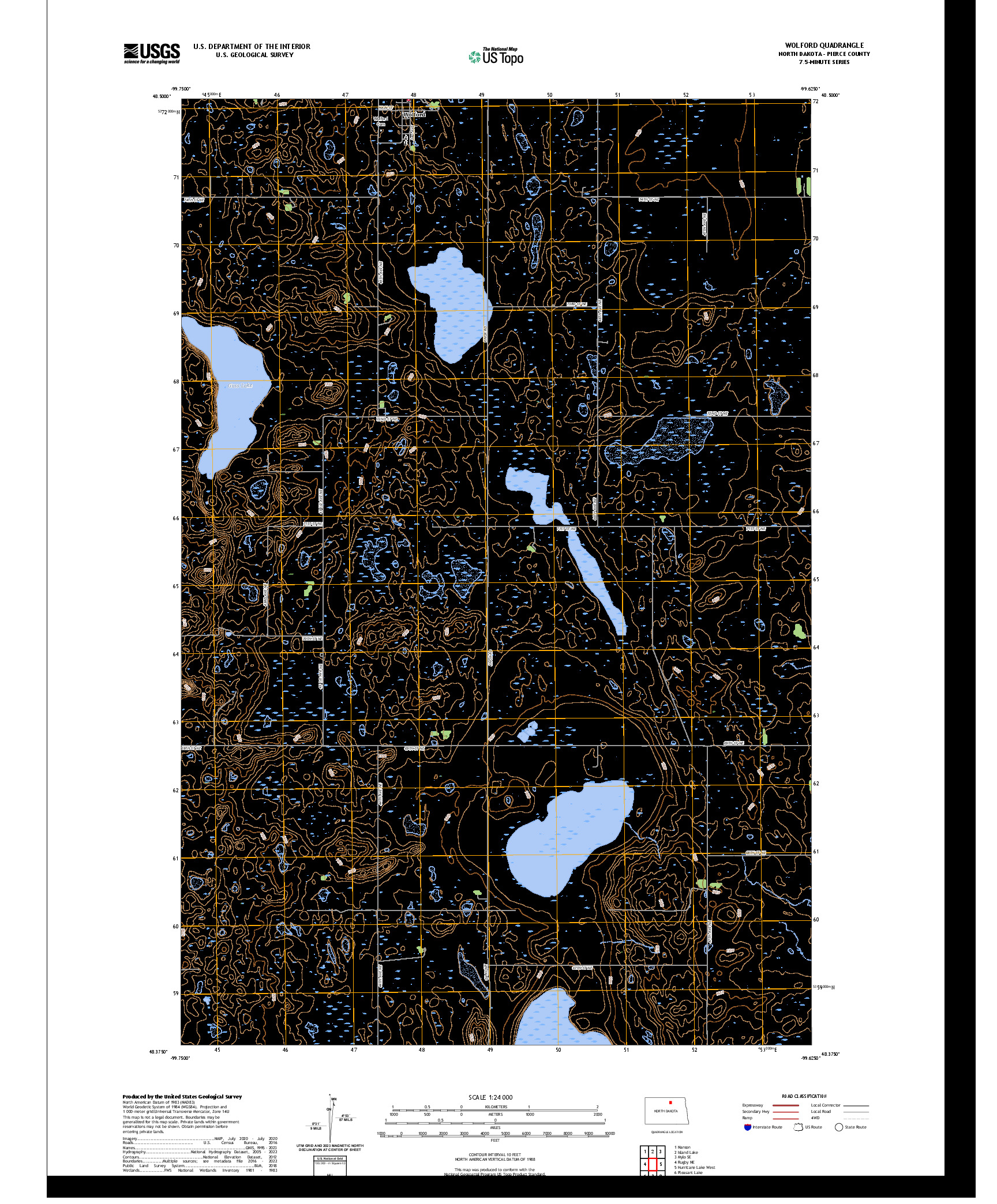 US TOPO 7.5-MINUTE MAP FOR WOLFORD, ND