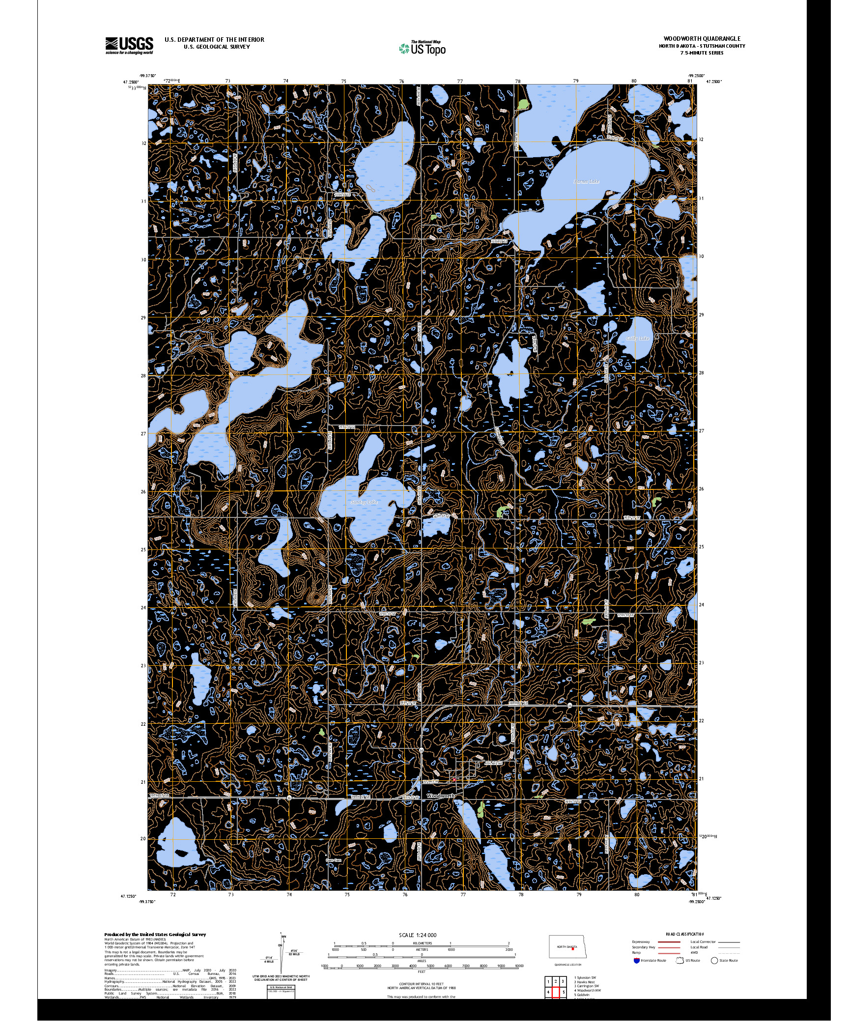 US TOPO 7.5-MINUTE MAP FOR WOODWORTH, ND