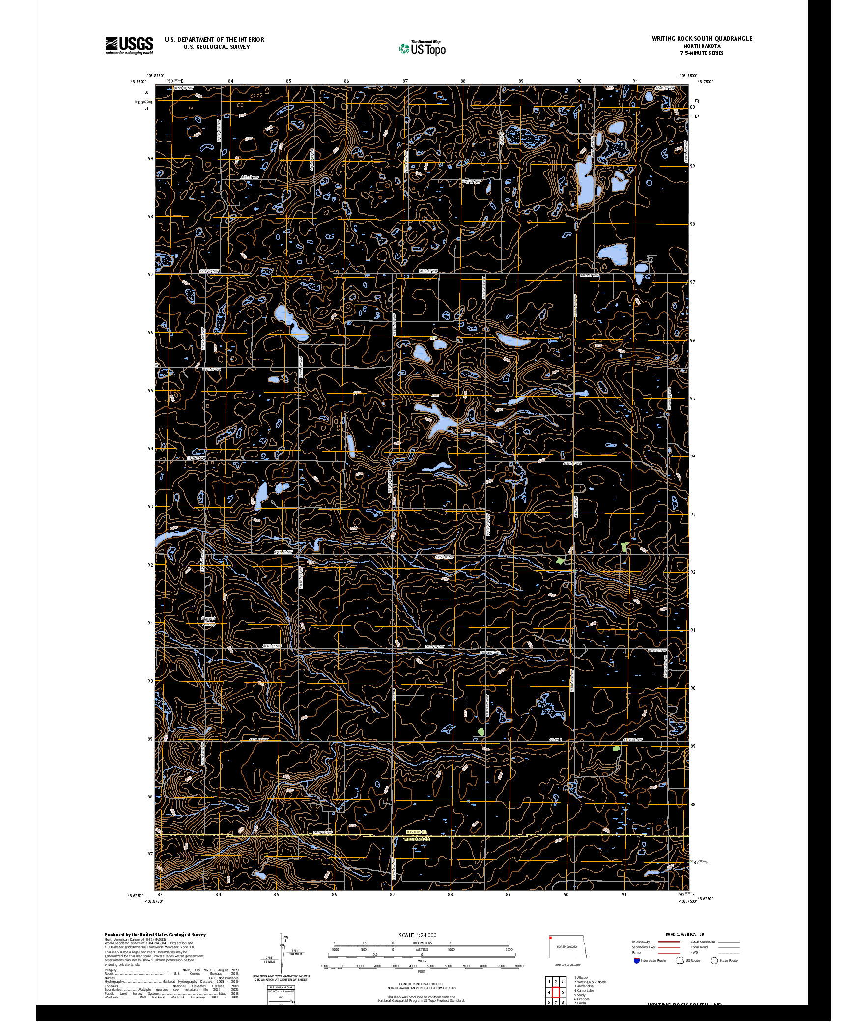 US TOPO 7.5-MINUTE MAP FOR WRITING ROCK SOUTH, ND