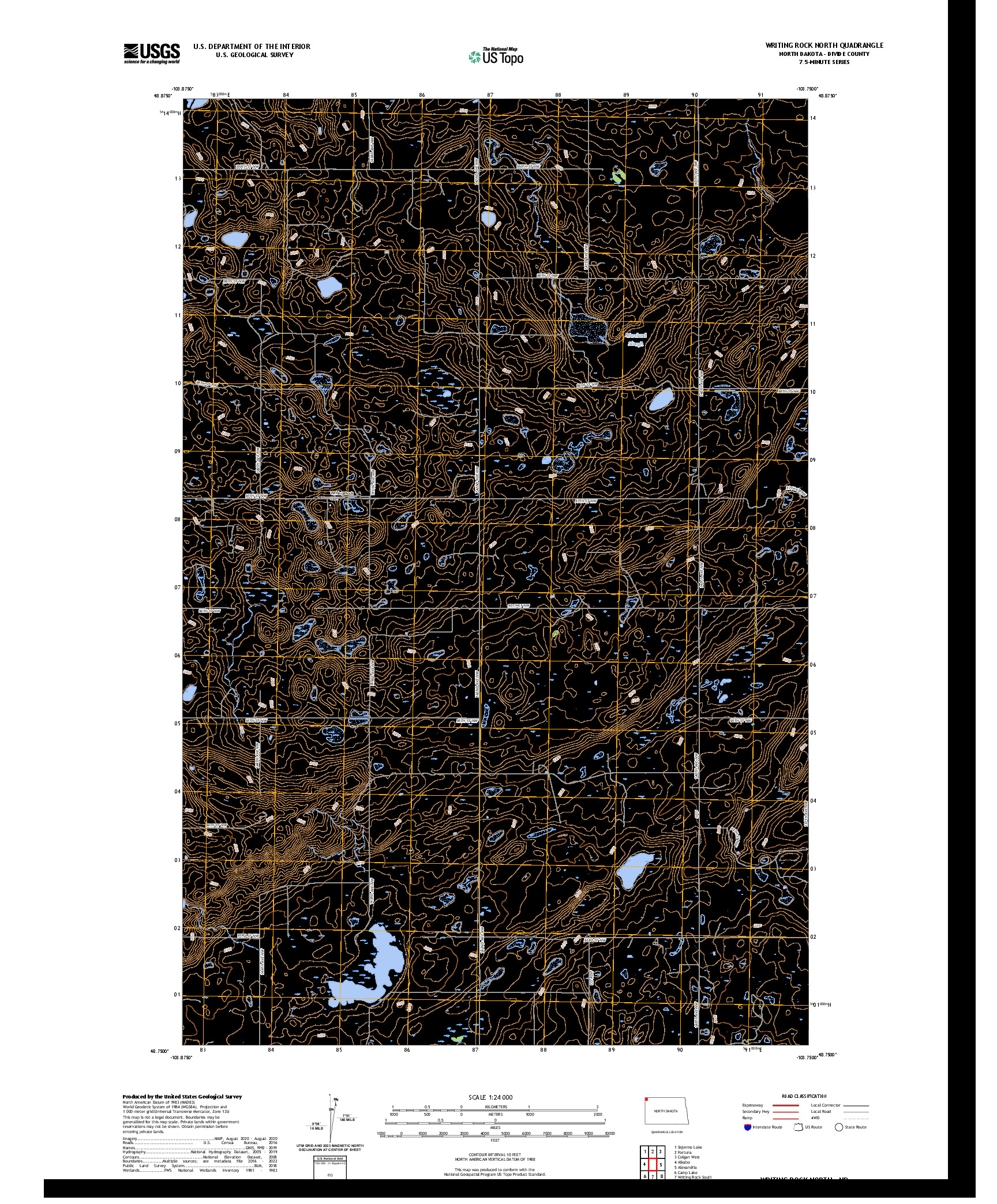 US TOPO 7.5-MINUTE MAP FOR WRITING ROCK NORTH, ND