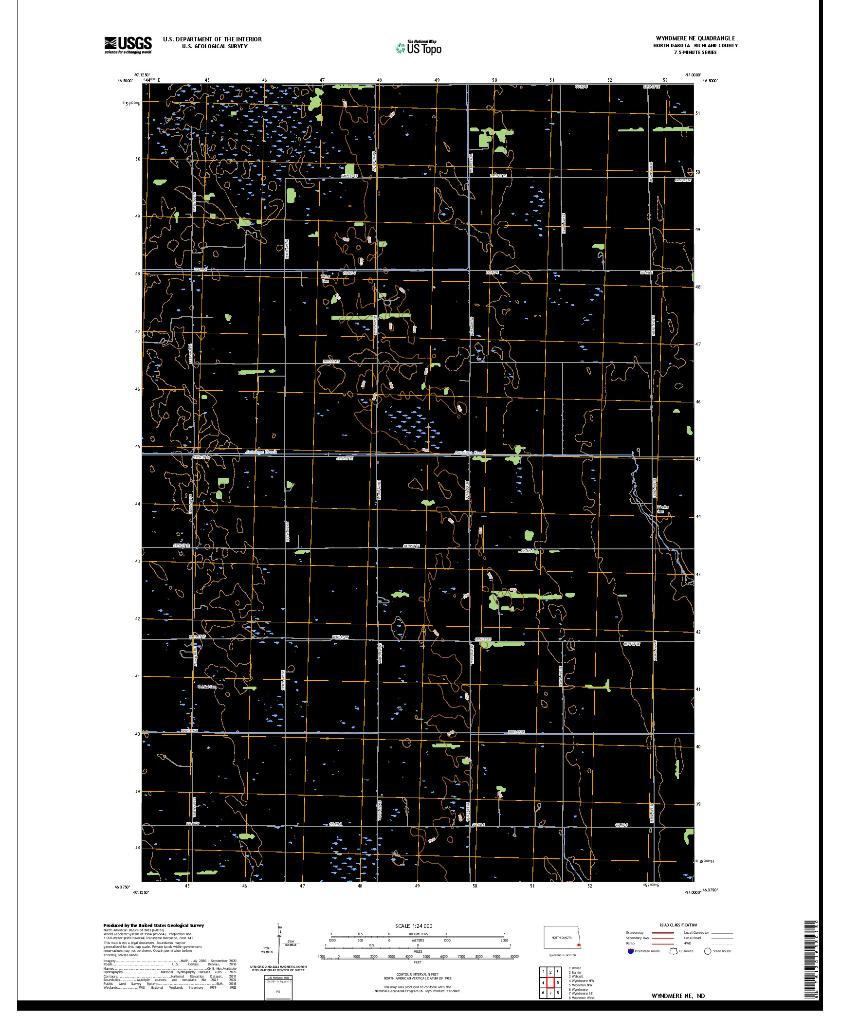US TOPO 7.5-MINUTE MAP FOR WYNDMERE NE, ND