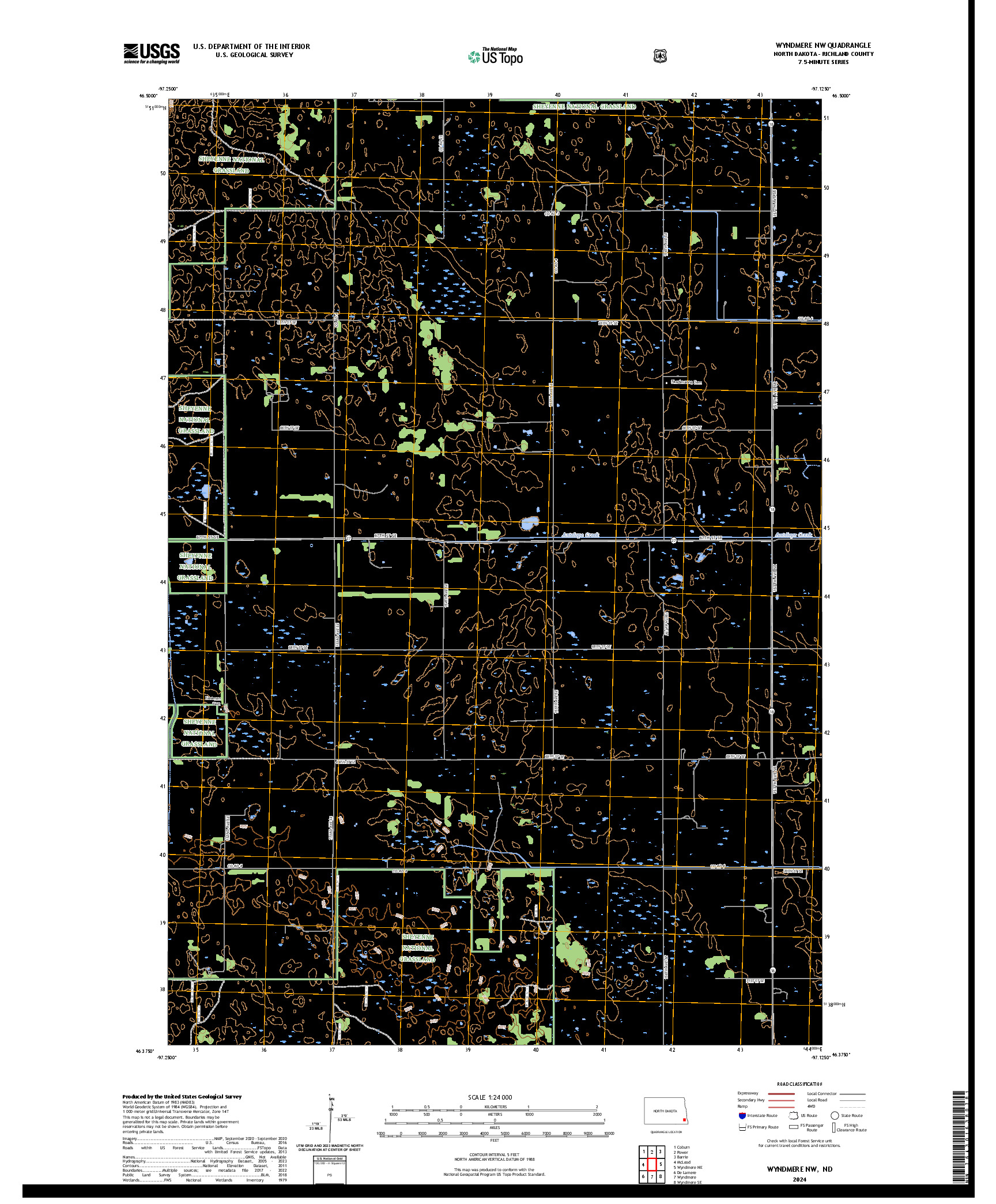US TOPO 7.5-MINUTE MAP FOR WYNDMERE NW, ND