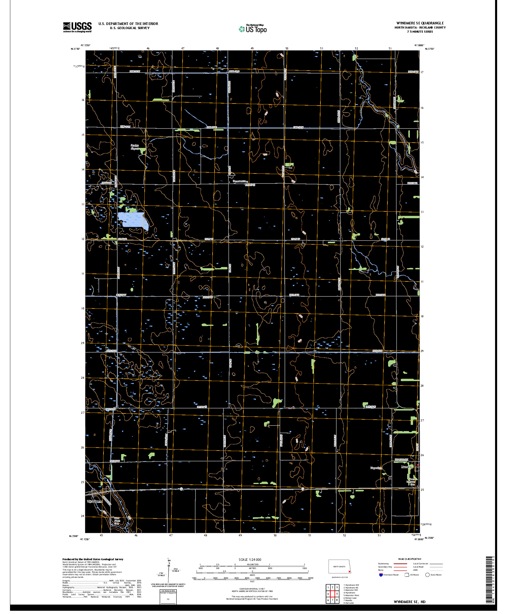 US TOPO 7.5-MINUTE MAP FOR WYNDMERE SE, ND