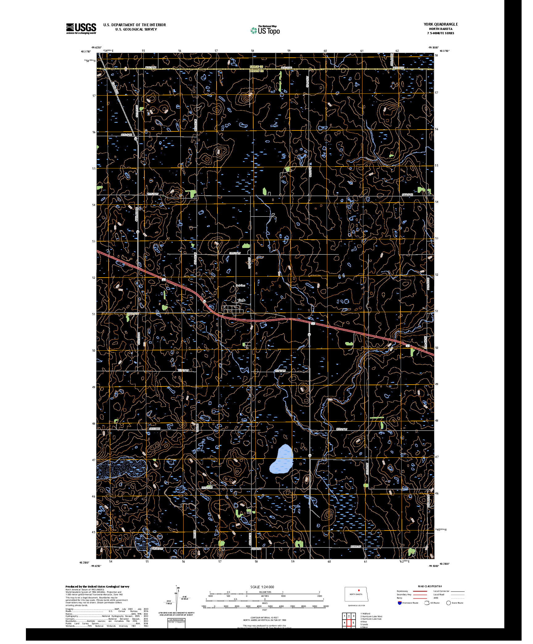 US TOPO 7.5-MINUTE MAP FOR YORK, ND