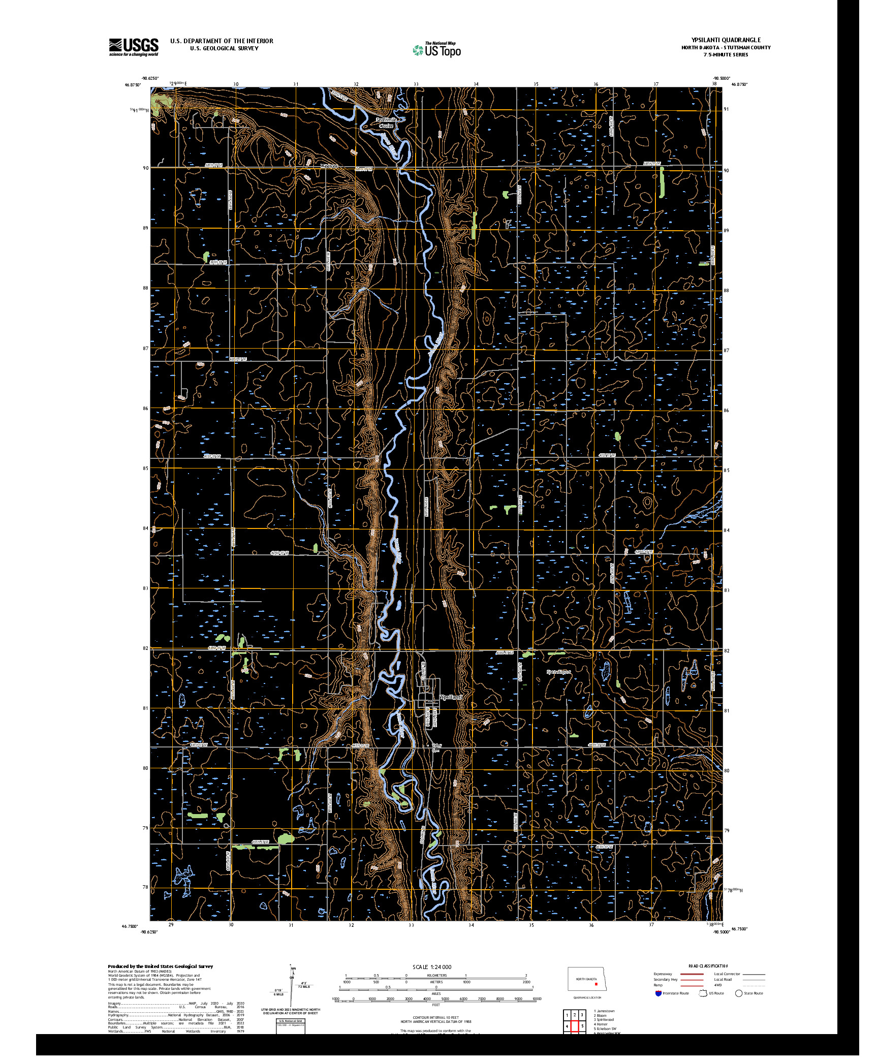 US TOPO 7.5-MINUTE MAP FOR YPSILANTI, ND