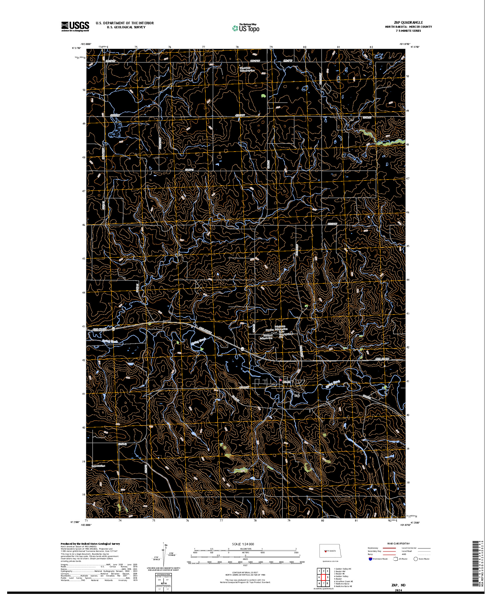 US TOPO 7.5-MINUTE MAP FOR ZAP, ND