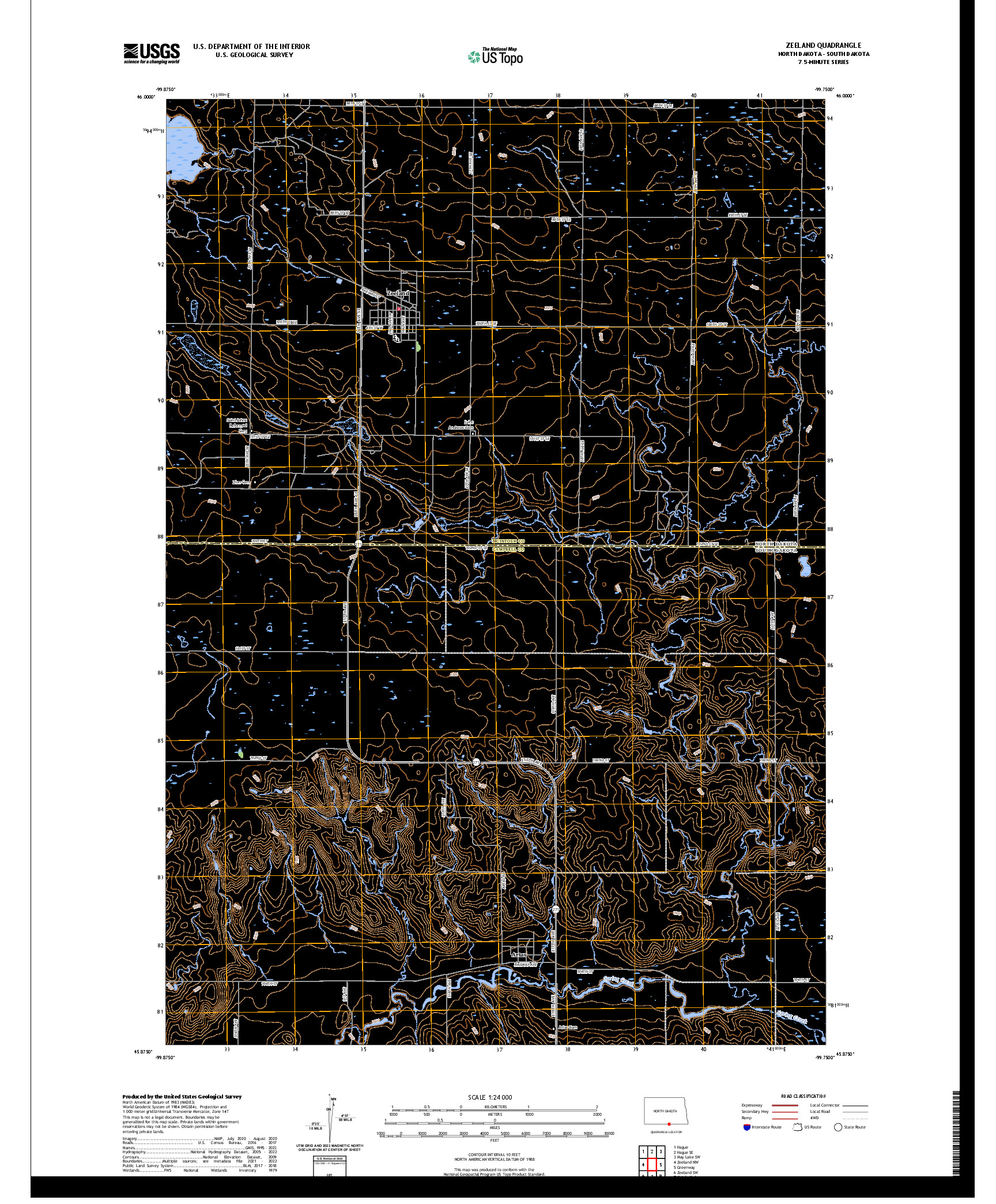 US TOPO 7.5-MINUTE MAP FOR ZEELAND, ND,SD