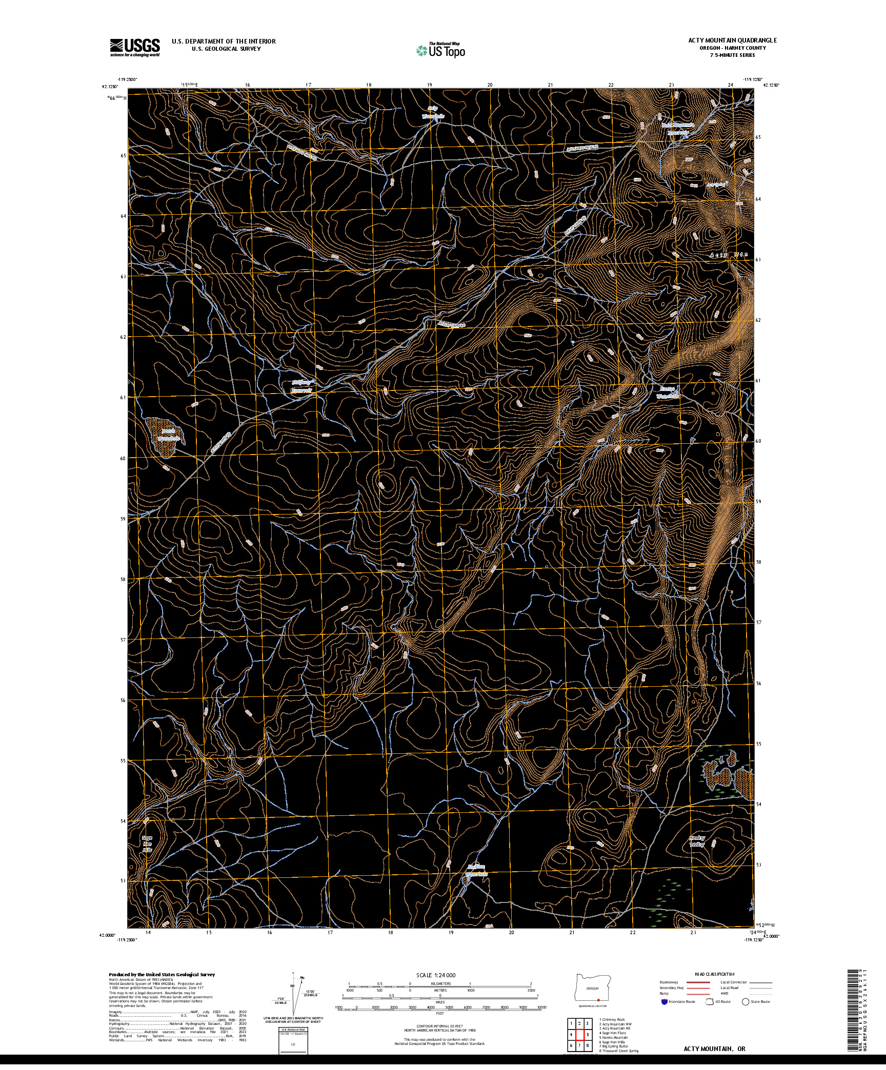 US TOPO 7.5-MINUTE MAP FOR ACTY MOUNTAIN, OR