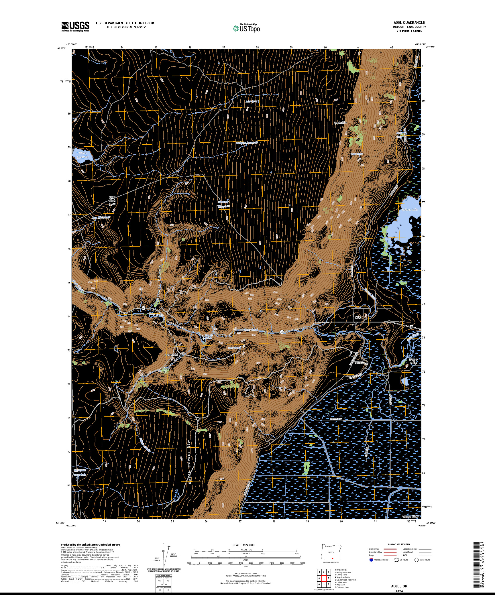 US TOPO 7.5-MINUTE MAP FOR ADEL, OR
