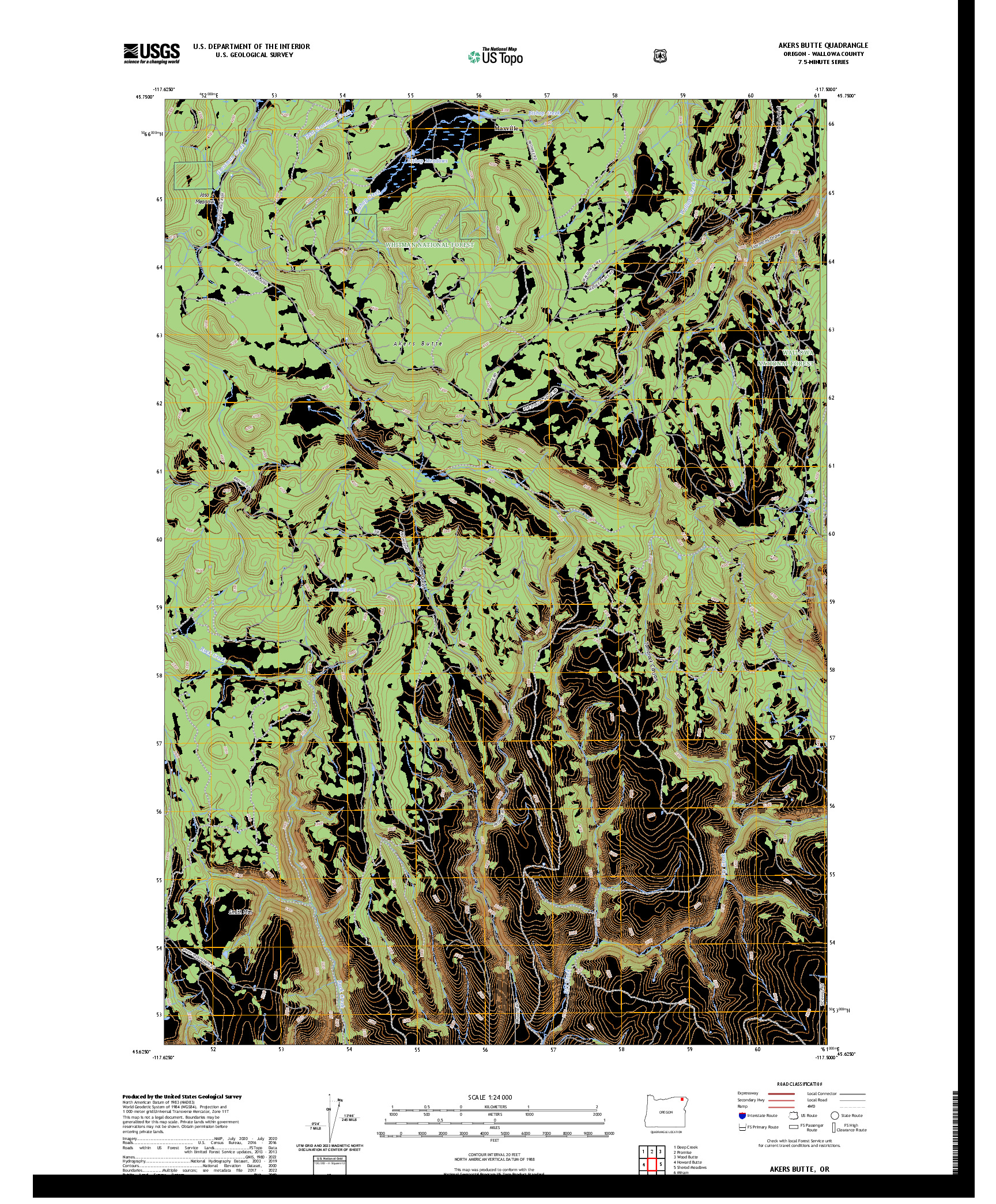 US TOPO 7.5-MINUTE MAP FOR AKERS BUTTE, OR