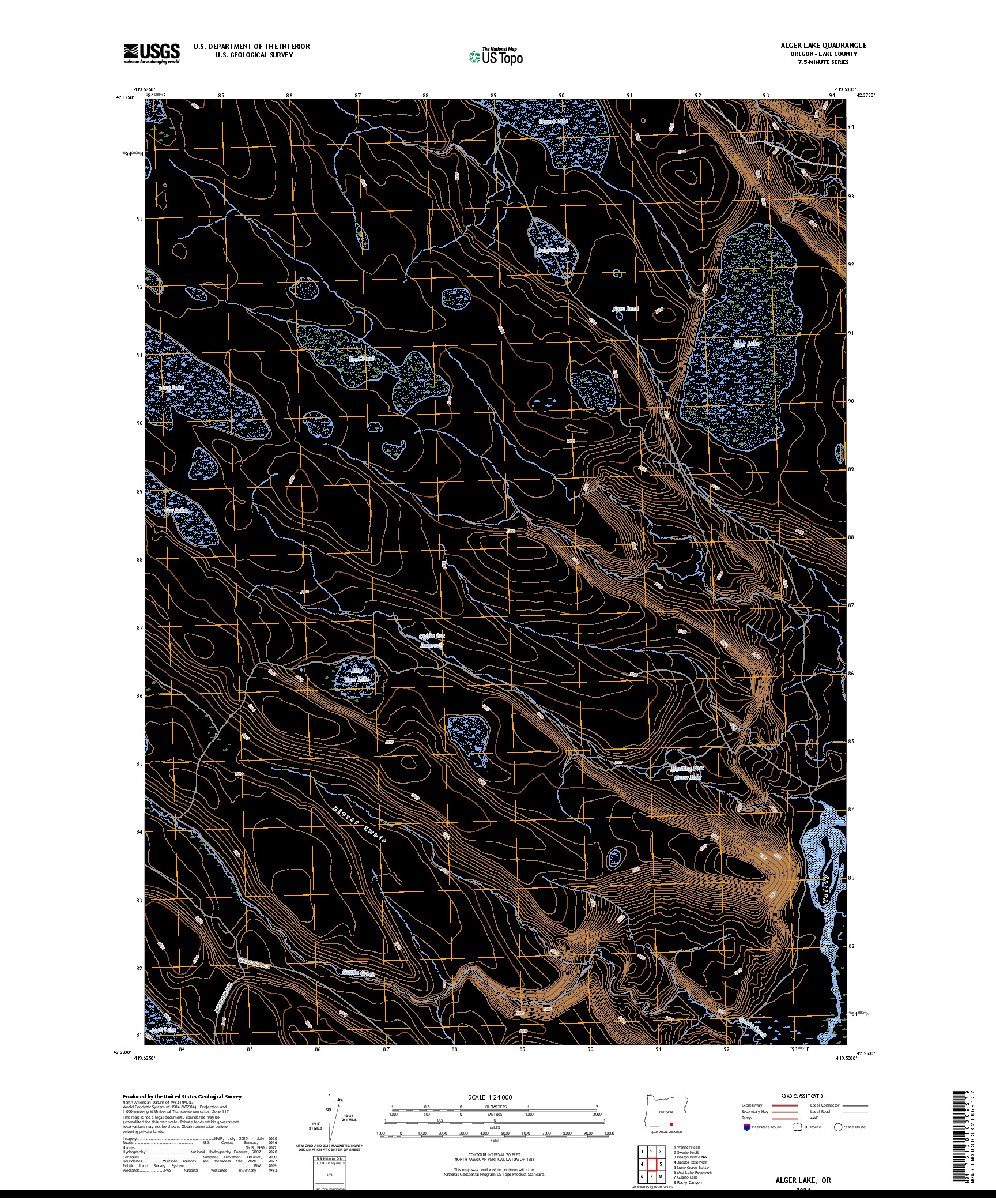 US TOPO 7.5-MINUTE MAP FOR ALGER LAKE, OR