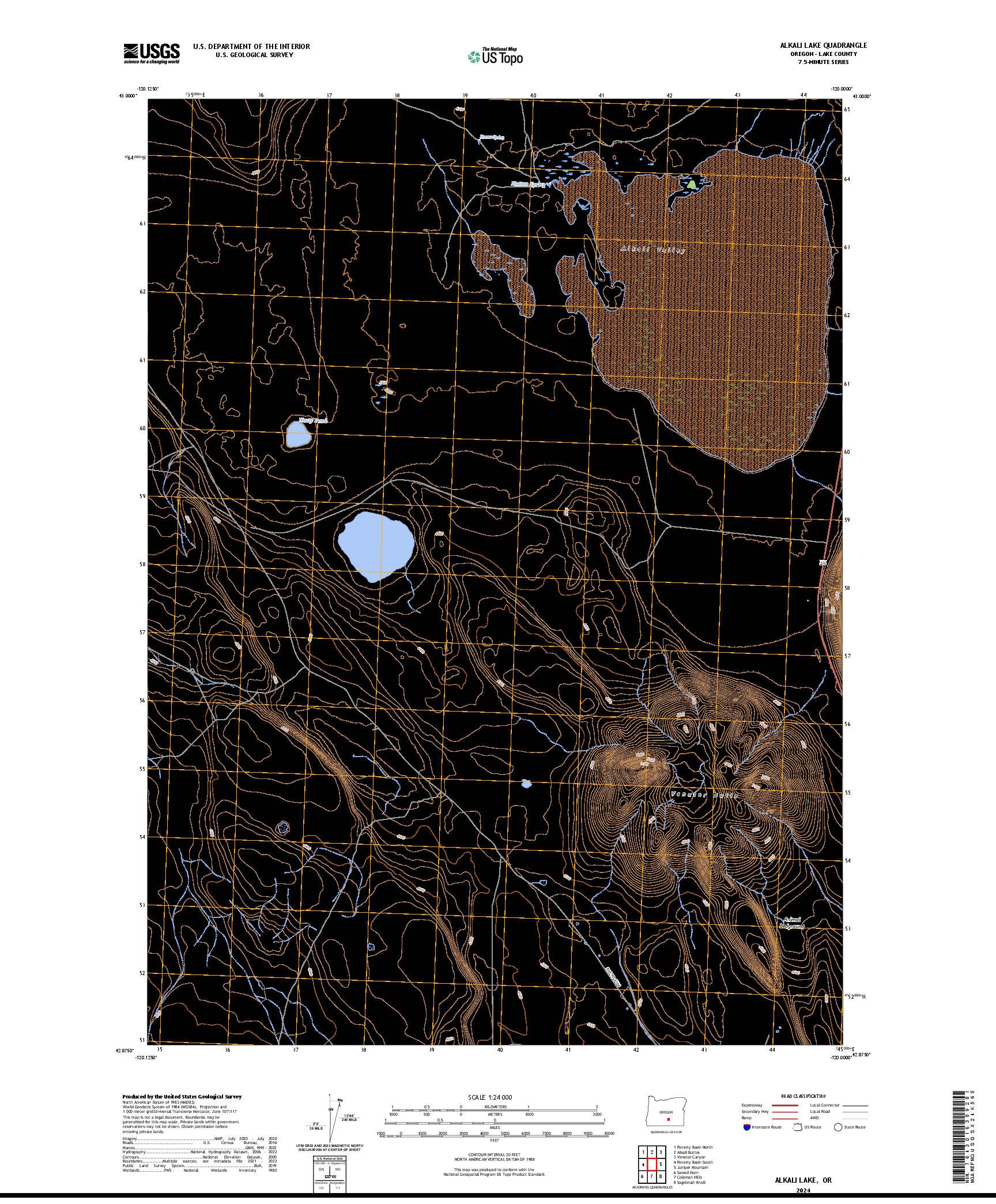 US TOPO 7.5-MINUTE MAP FOR ALKALI LAKE, OR