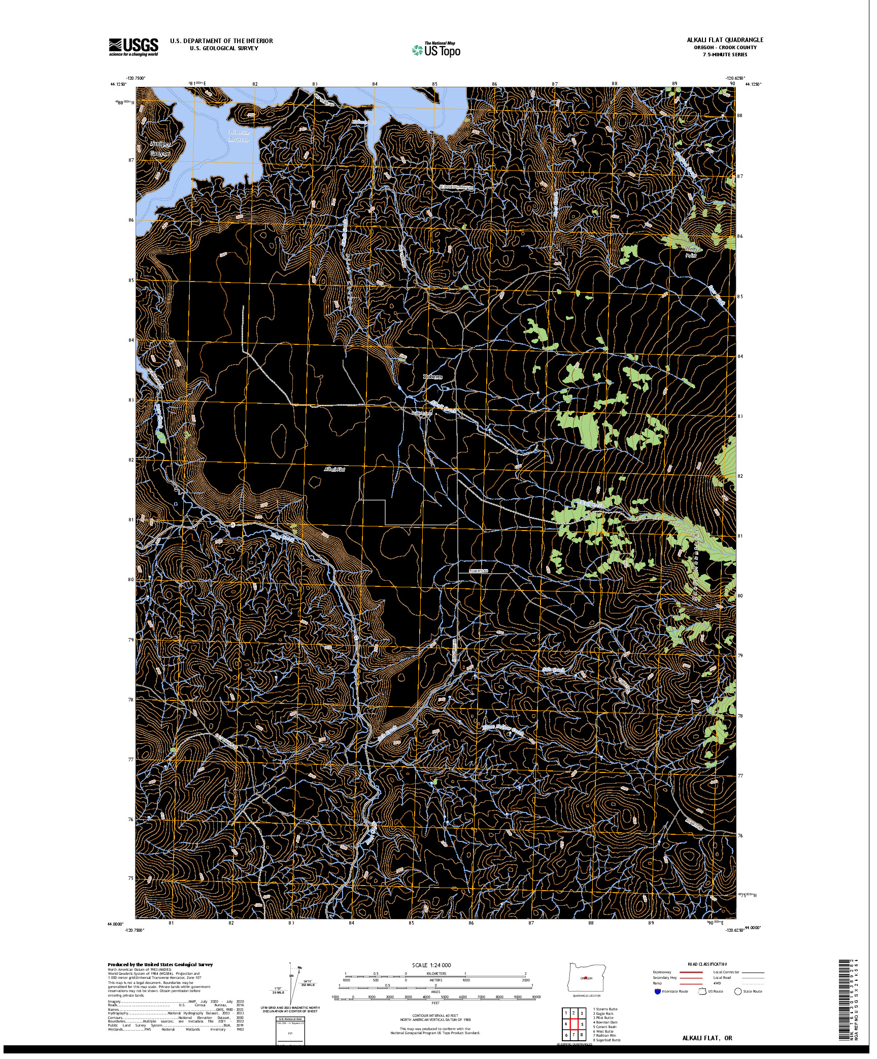 US TOPO 7.5-MINUTE MAP FOR ALKALI FLAT, OR