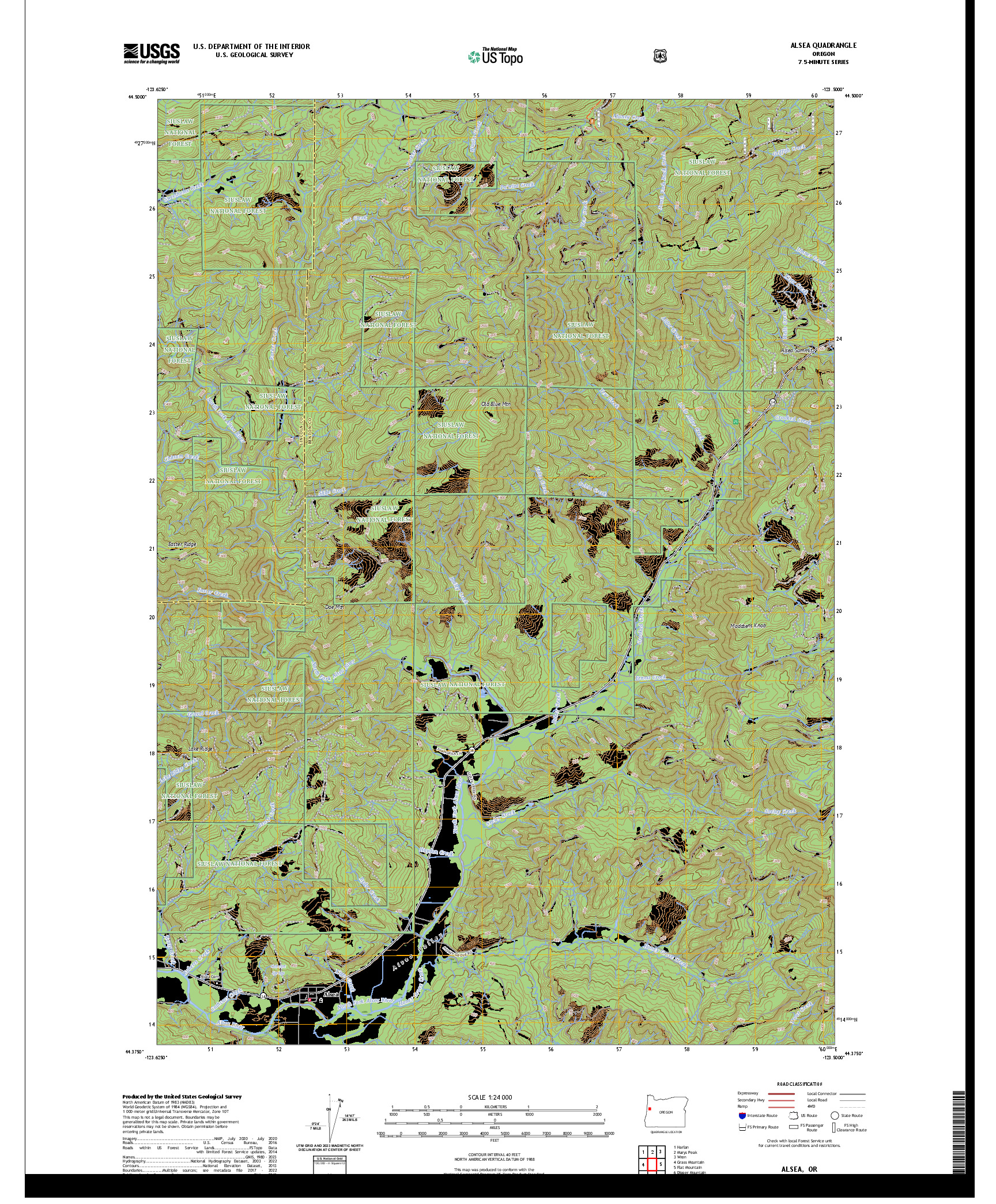 US TOPO 7.5-MINUTE MAP FOR ALSEA, OR