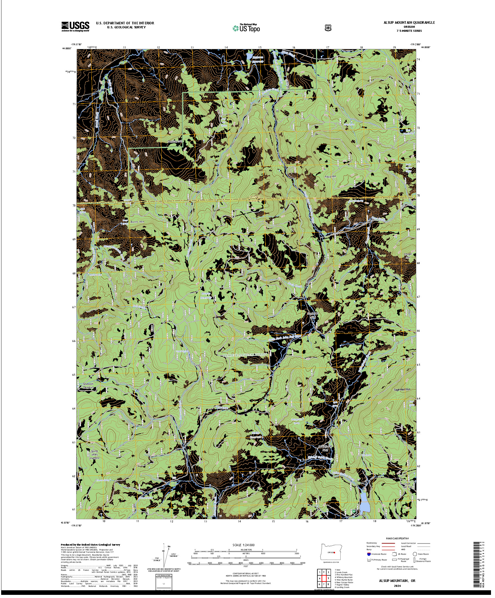 US TOPO 7.5-MINUTE MAP FOR ALSUP MOUNTAIN, OR