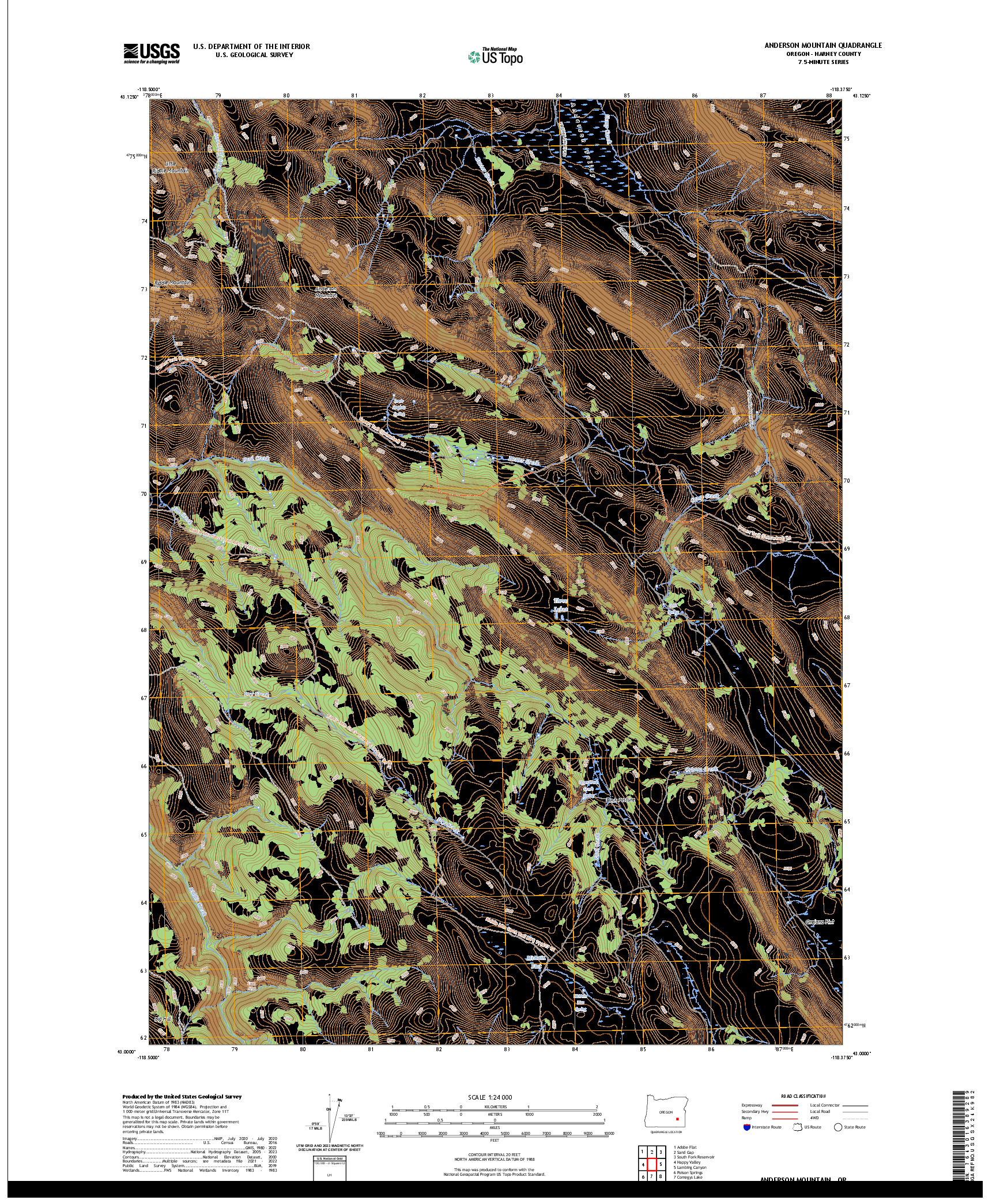 US TOPO 7.5-MINUTE MAP FOR ANDERSON MOUNTAIN, OR