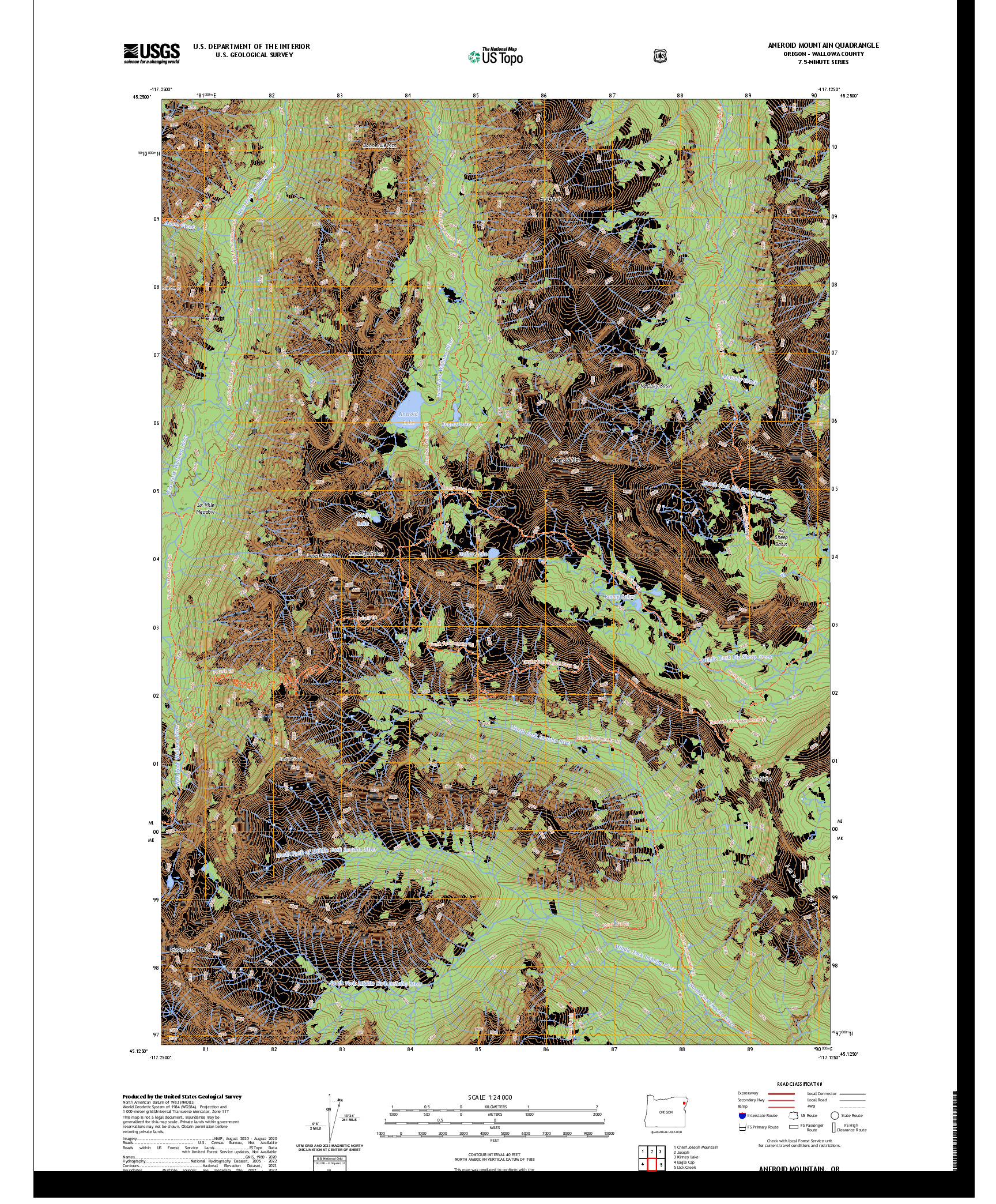 US TOPO 7.5-MINUTE MAP FOR ANEROID MOUNTAIN, OR