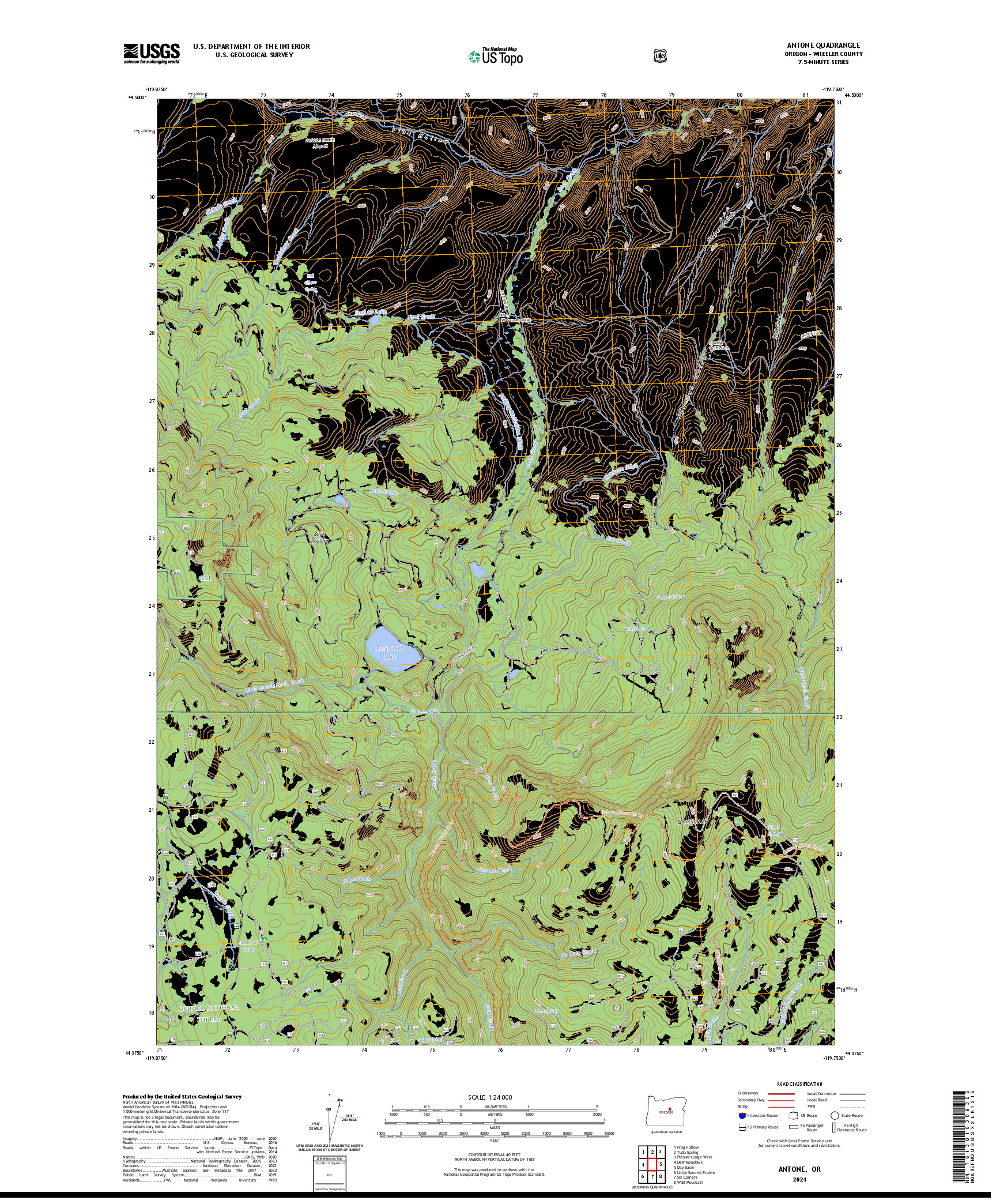 US TOPO 7.5-MINUTE MAP FOR ANTONE, OR