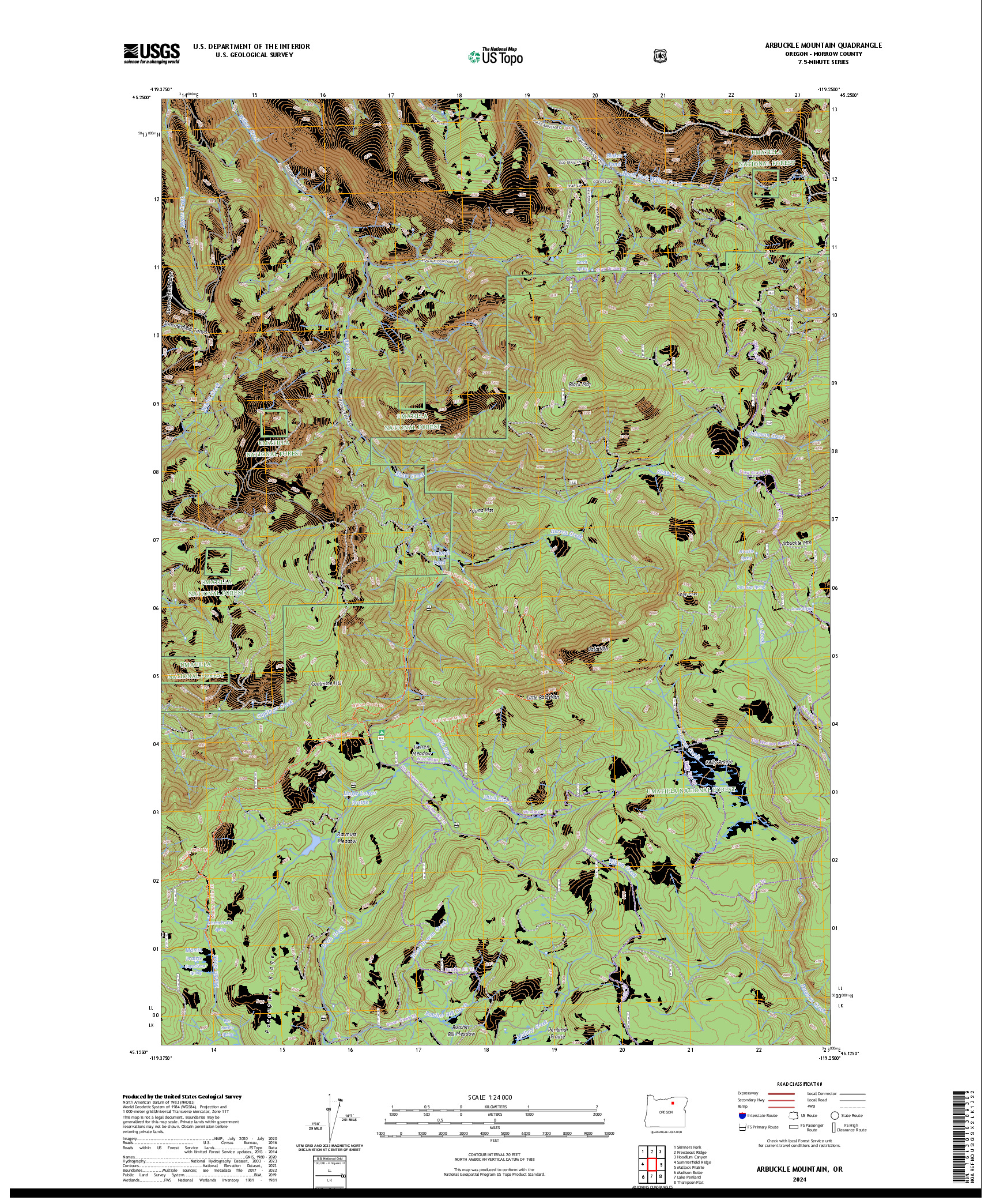 US TOPO 7.5-MINUTE MAP FOR ARBUCKLE MOUNTAIN, OR