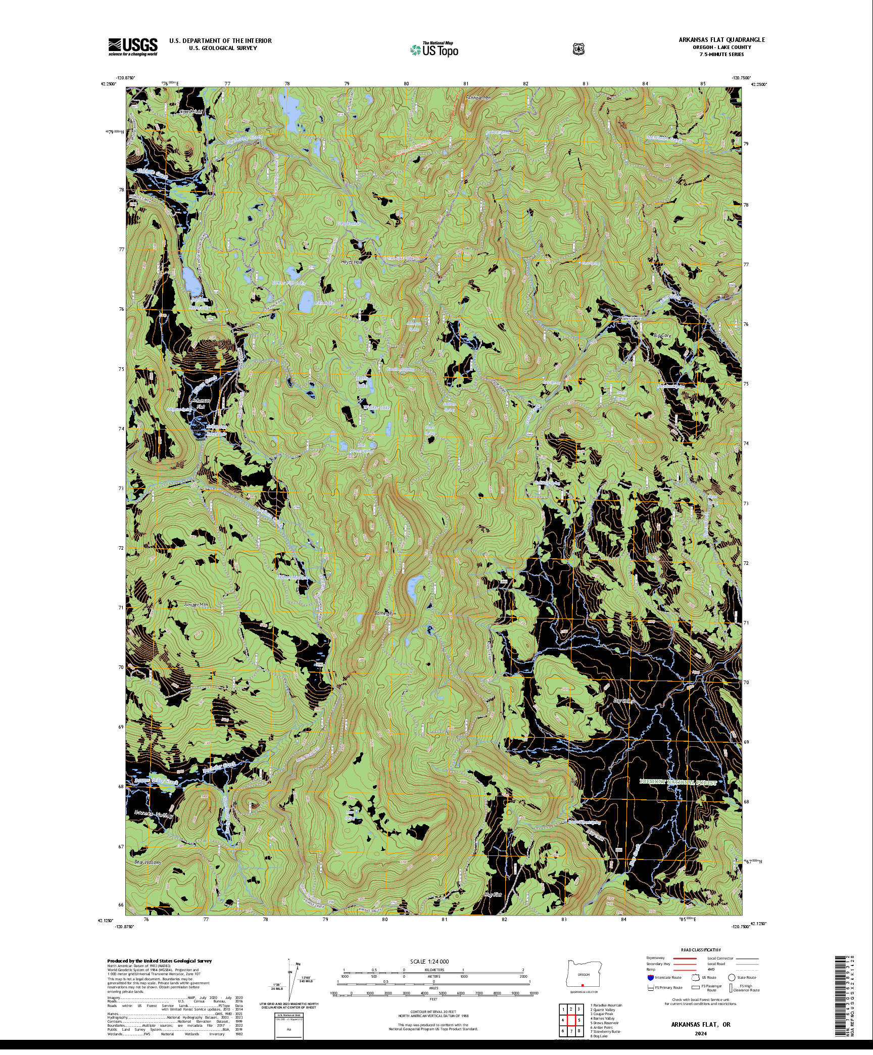US TOPO 7.5-MINUTE MAP FOR ARKANSAS FLAT, OR