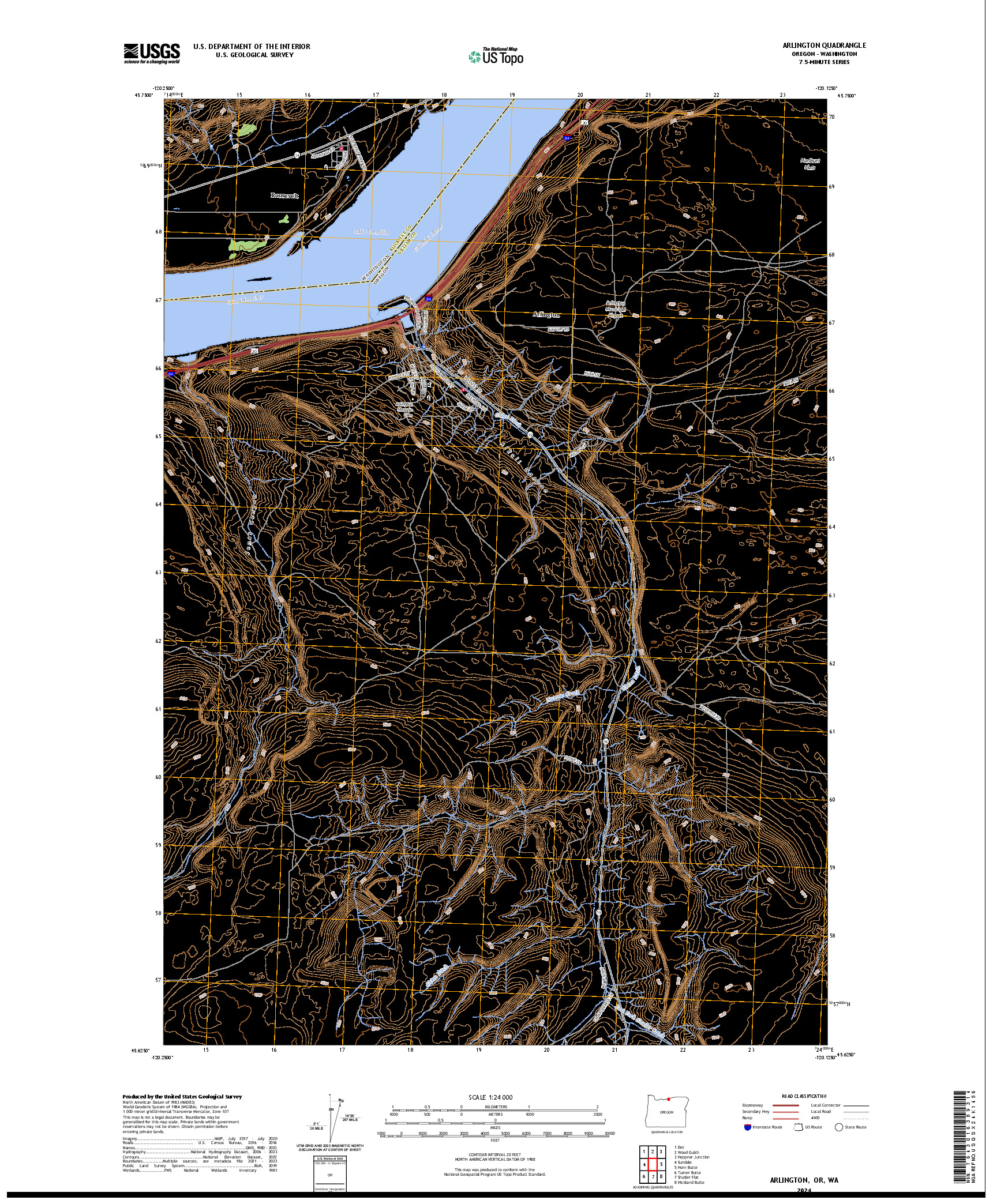 US TOPO 7.5-MINUTE MAP FOR ARLINGTON, OR,WA