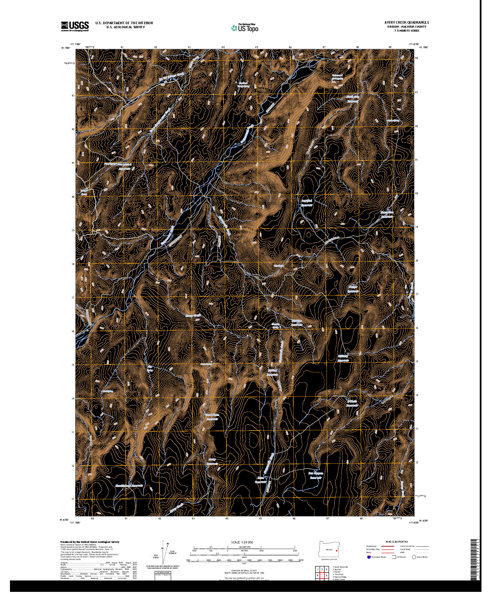 US TOPO 7.5-MINUTE MAP FOR AVERY CREEK, OR