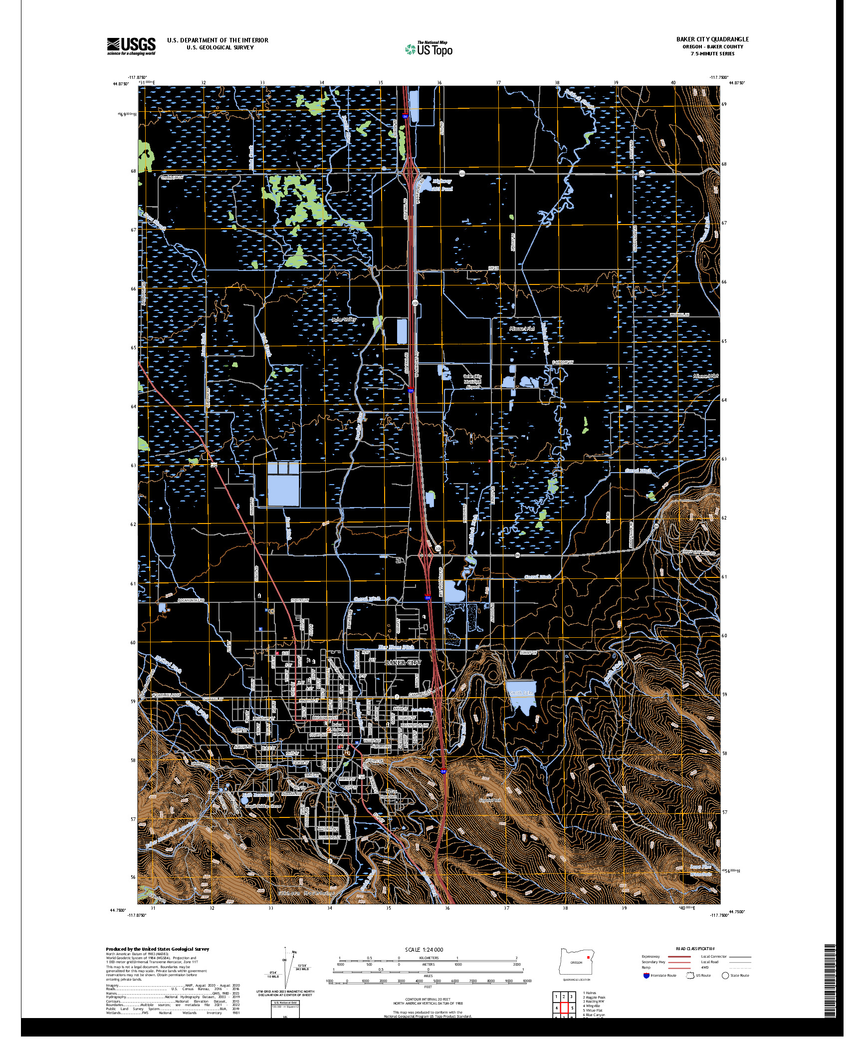 US TOPO 7.5-MINUTE MAP FOR BAKER CITY, OR