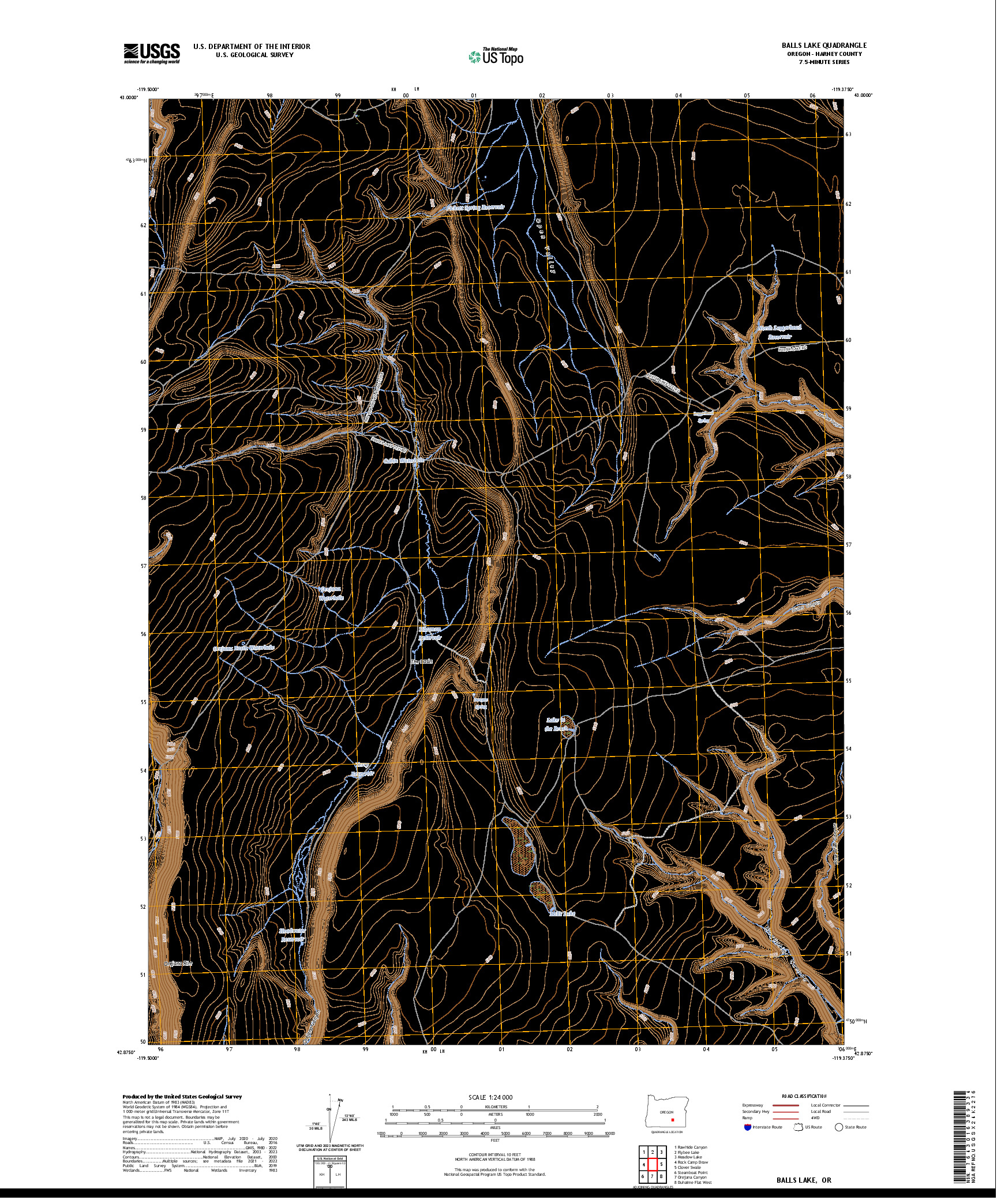 US TOPO 7.5-MINUTE MAP FOR BALLS LAKE, OR