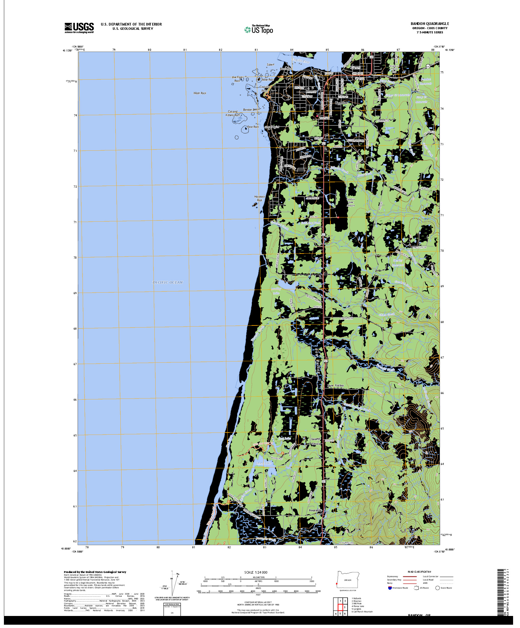 US TOPO 7.5-MINUTE MAP FOR BANDON, OR