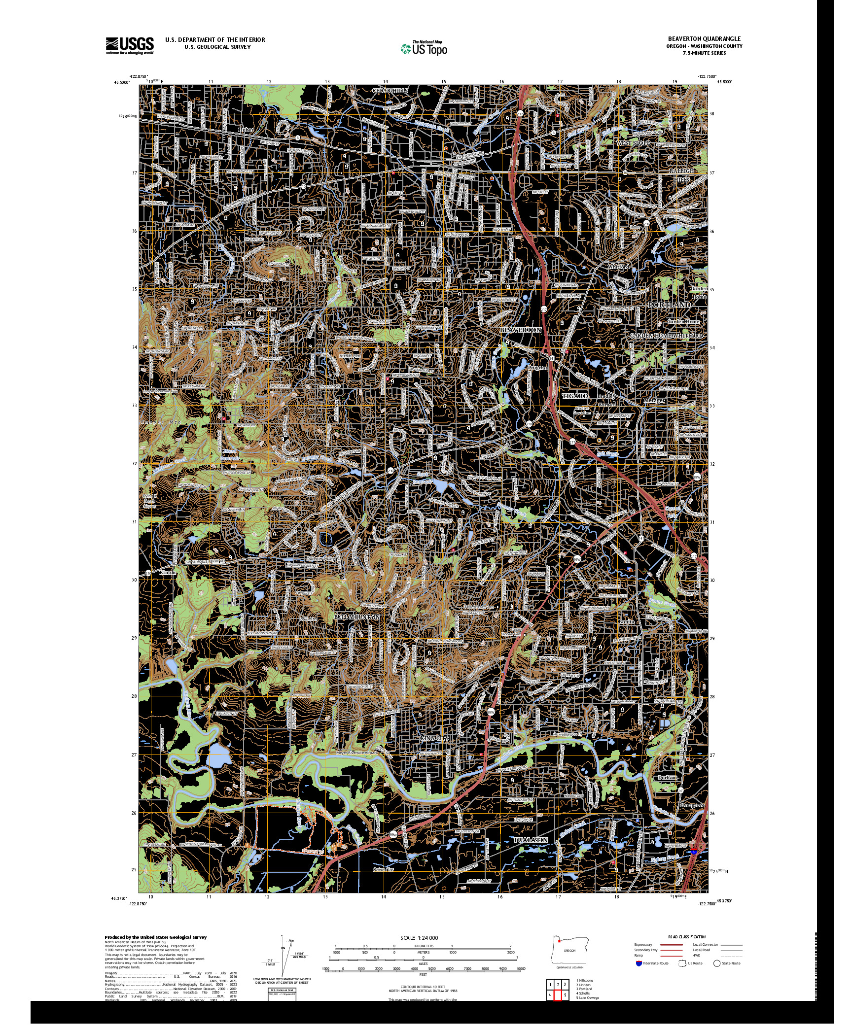 US TOPO 7.5-MINUTE MAP FOR BEAVERTON, OR
