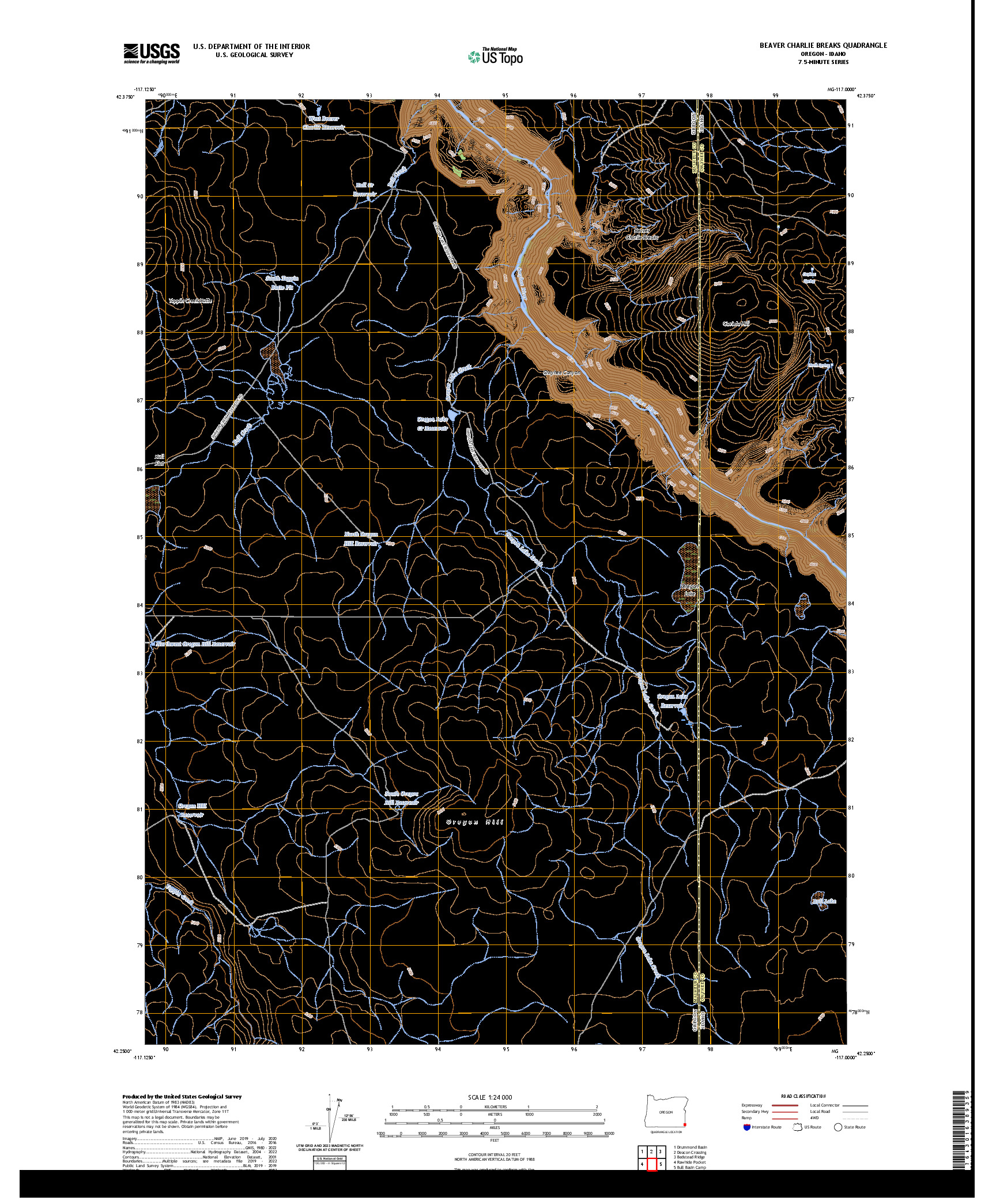 US TOPO 7.5-MINUTE MAP FOR BEAVER CHARLIE BREAKS, OR,ID