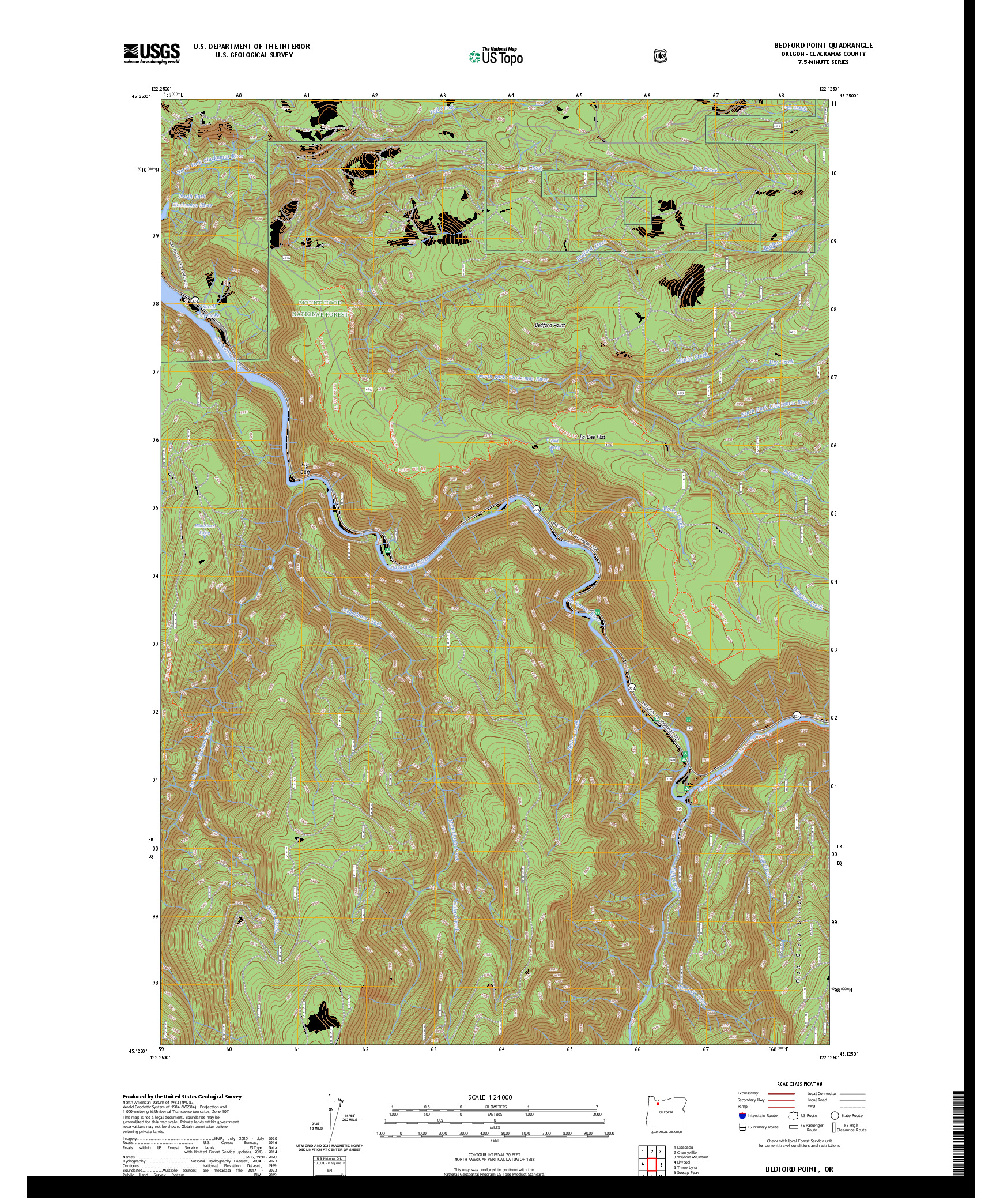 US TOPO 7.5-MINUTE MAP FOR BEDFORD POINT, OR