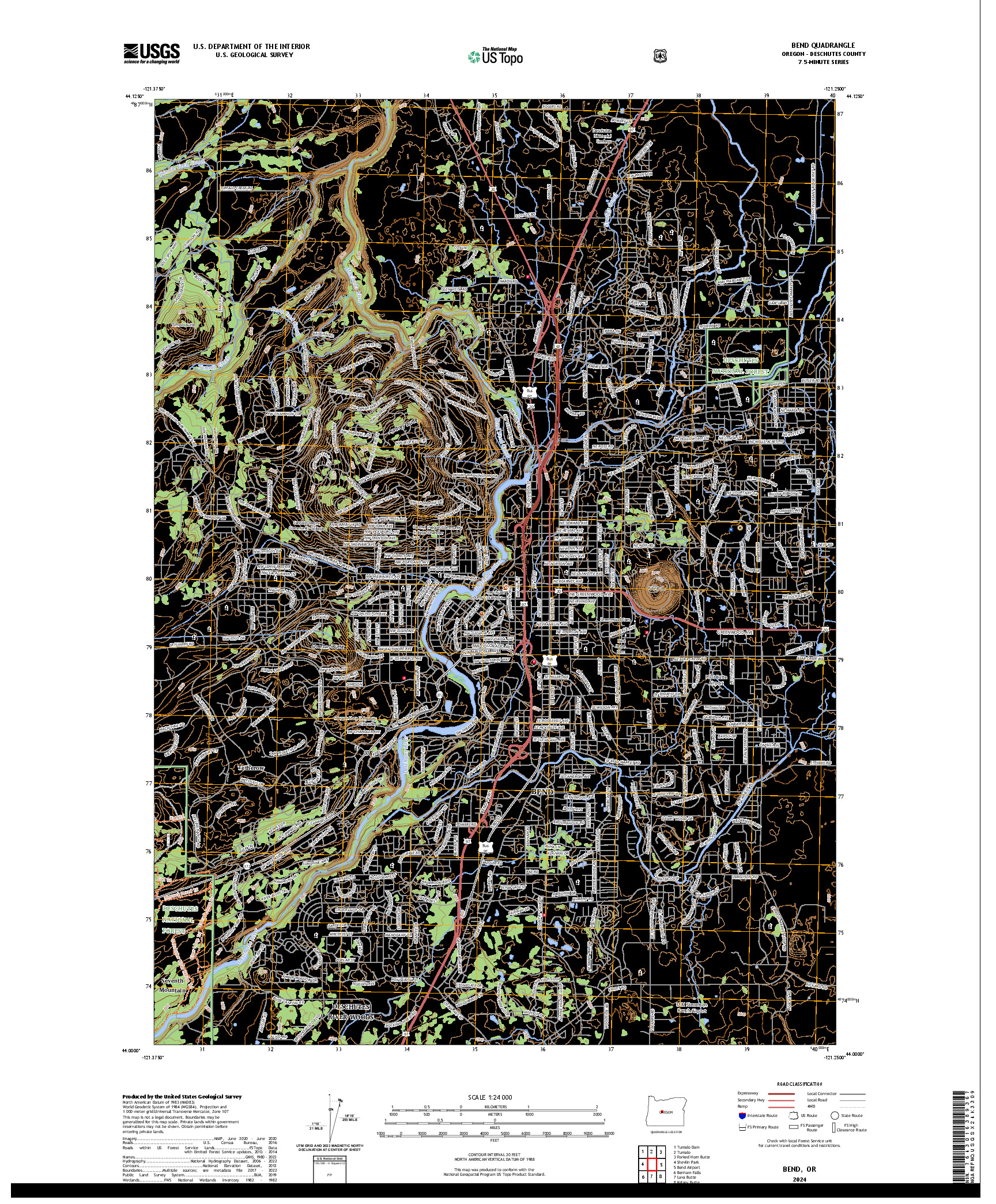 US TOPO 7.5-MINUTE MAP FOR BEND, OR
