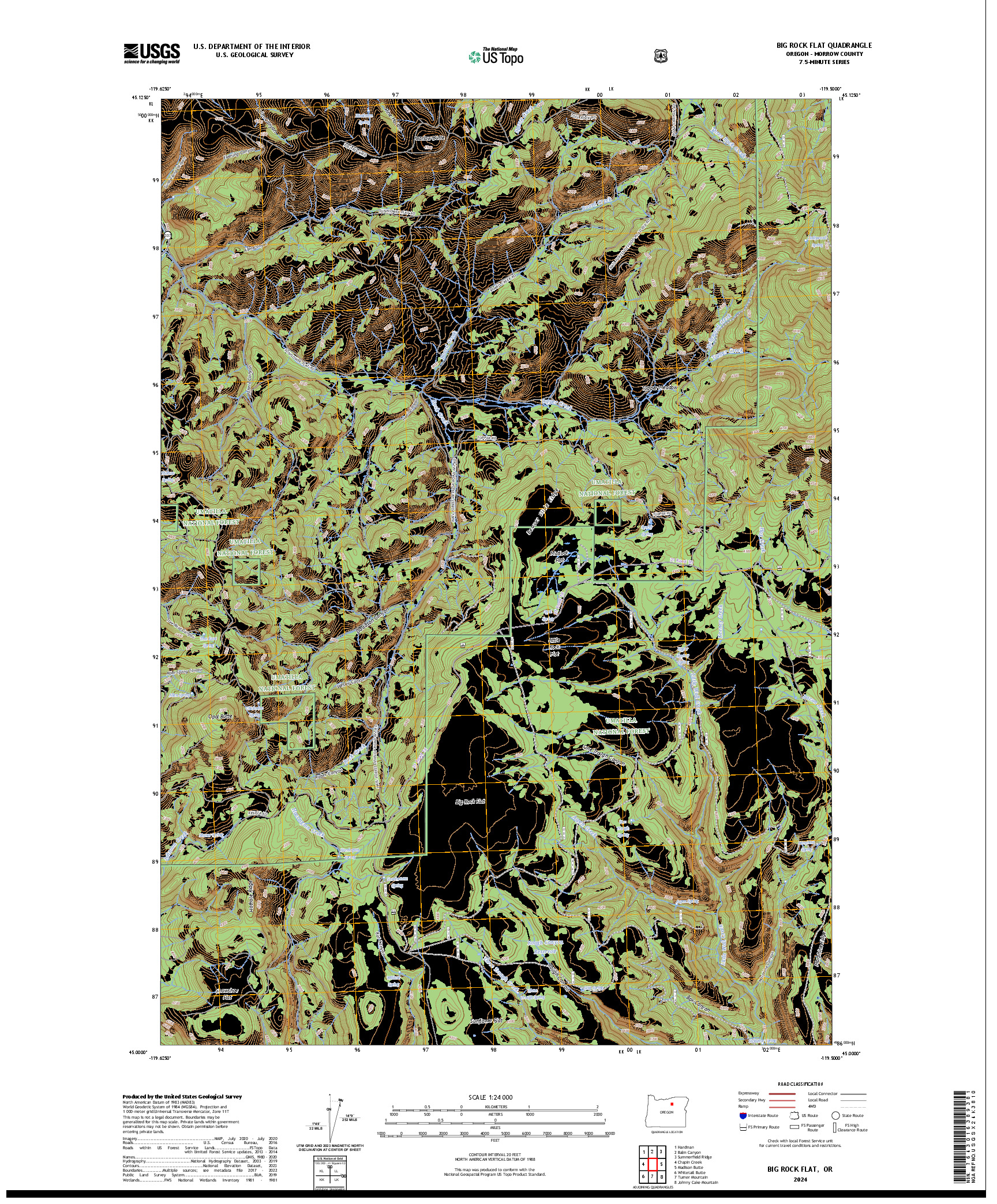 US TOPO 7.5-MINUTE MAP FOR BIG ROCK FLAT, OR
